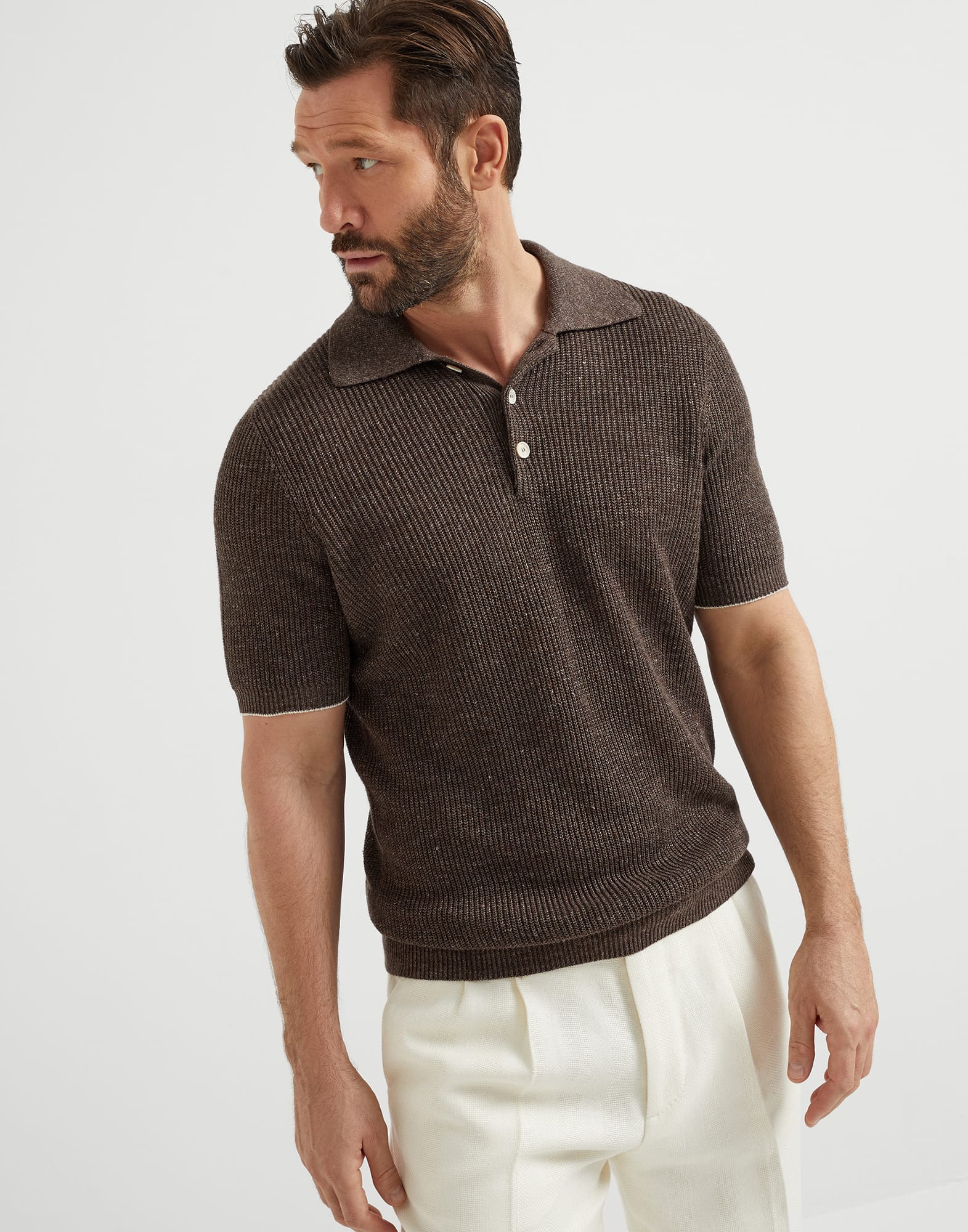 Half English rib knit polo