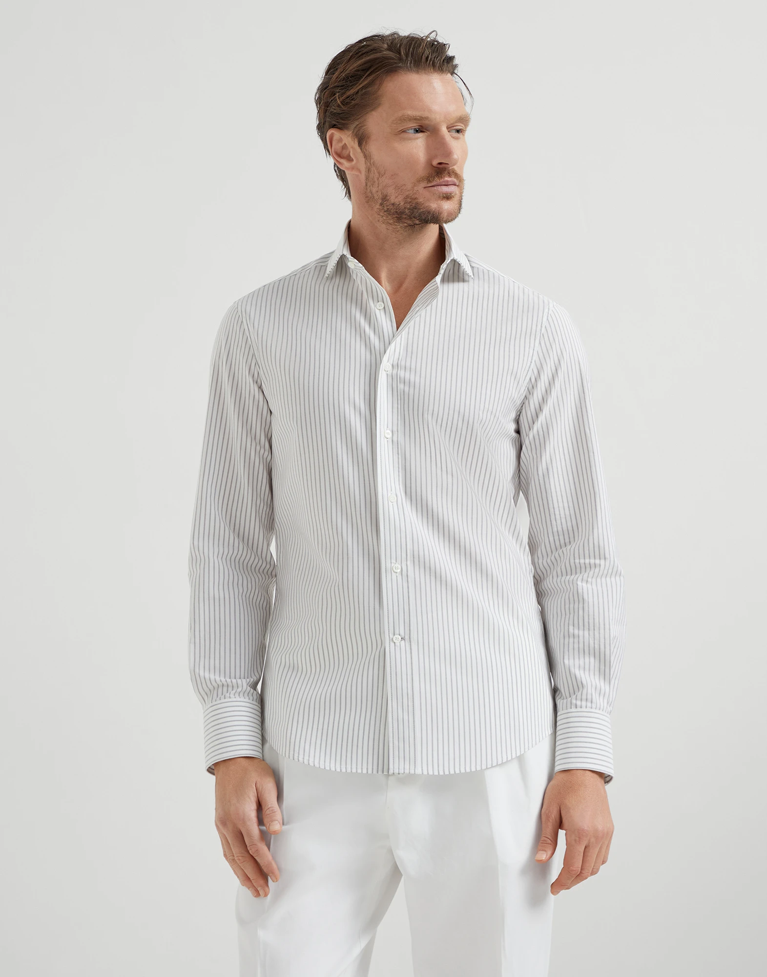 Striped poplin shirt