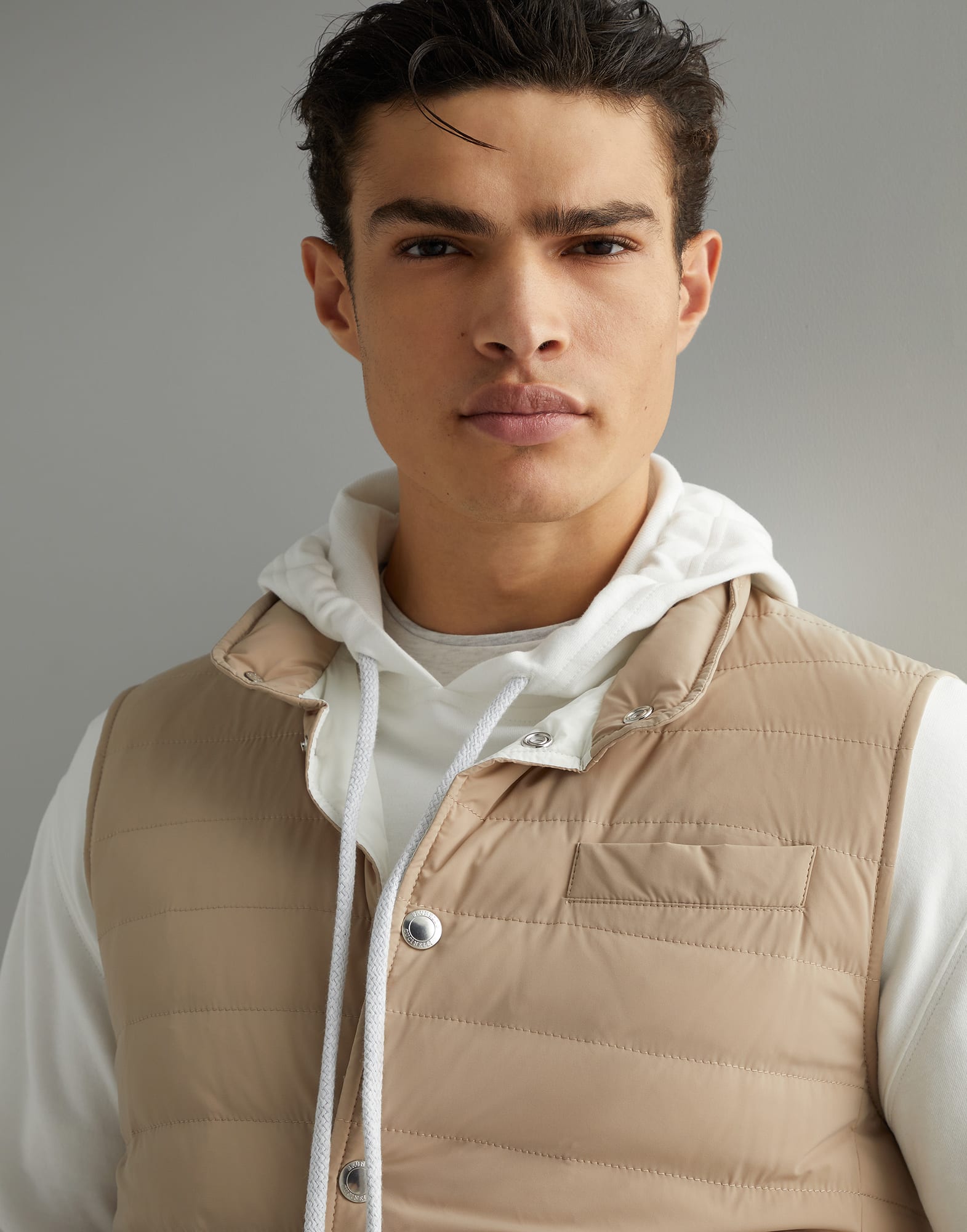 Bonded nylon lightweight down vest