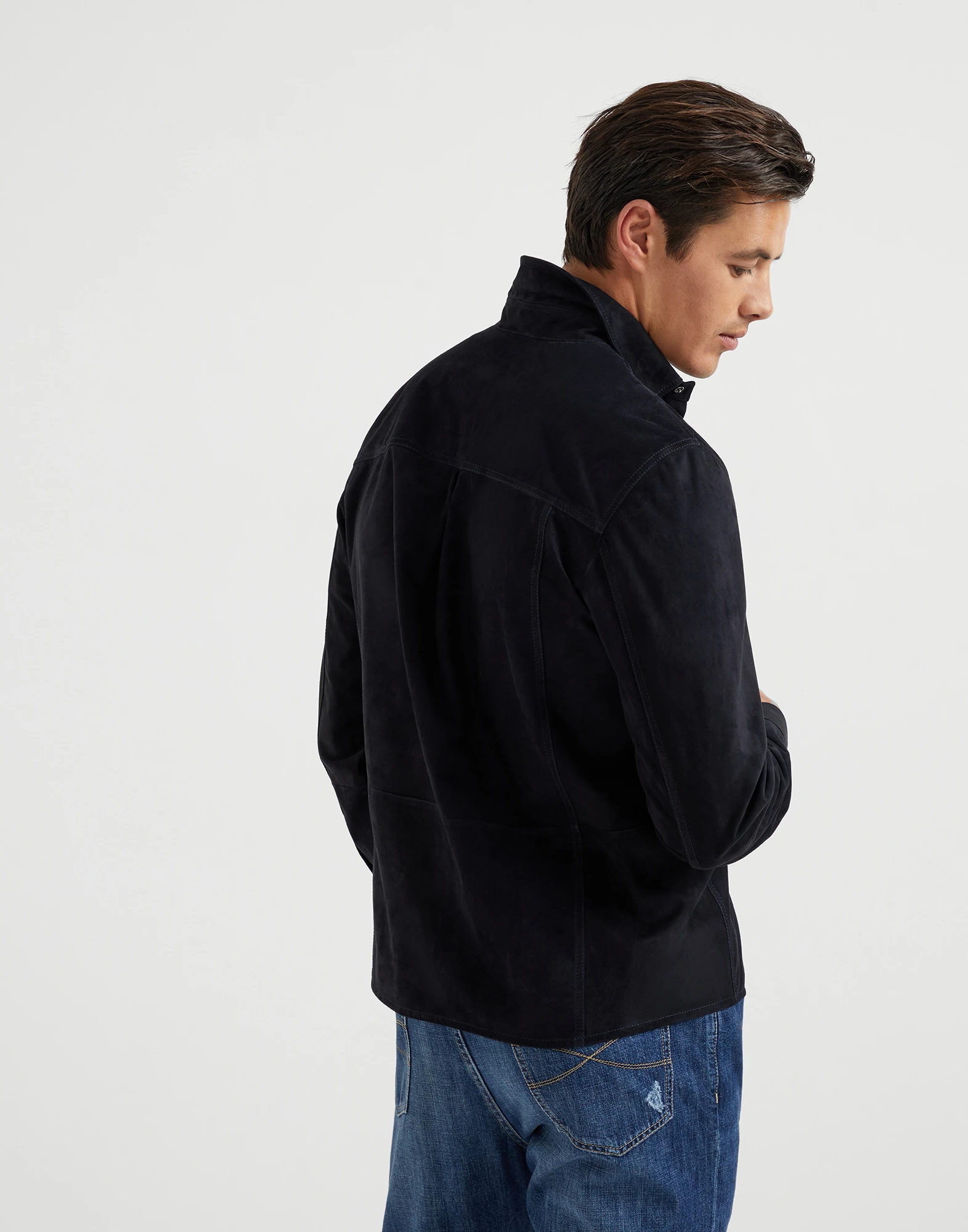 Double-face suede overshirt