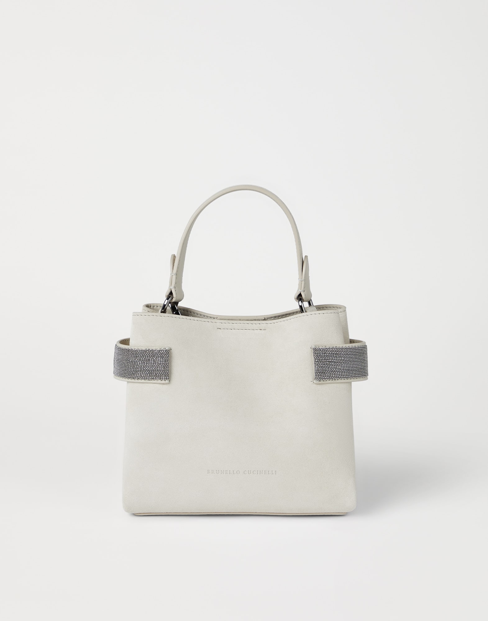 Suede bag with precious bands