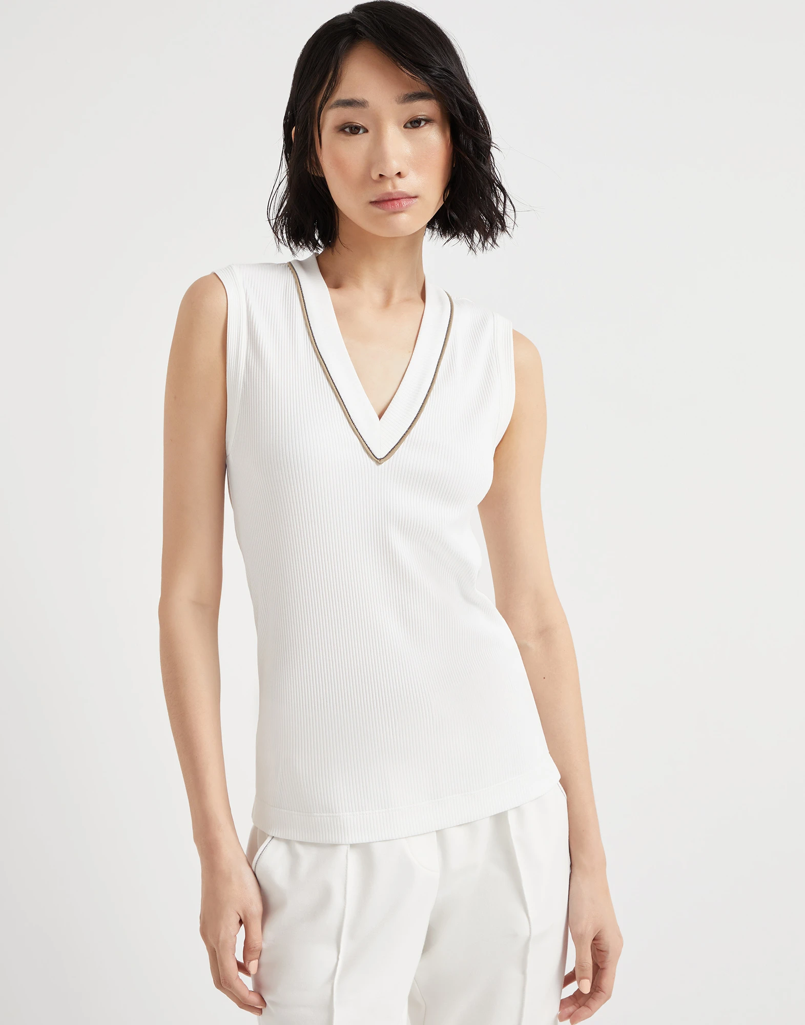 Ribbed jersey top