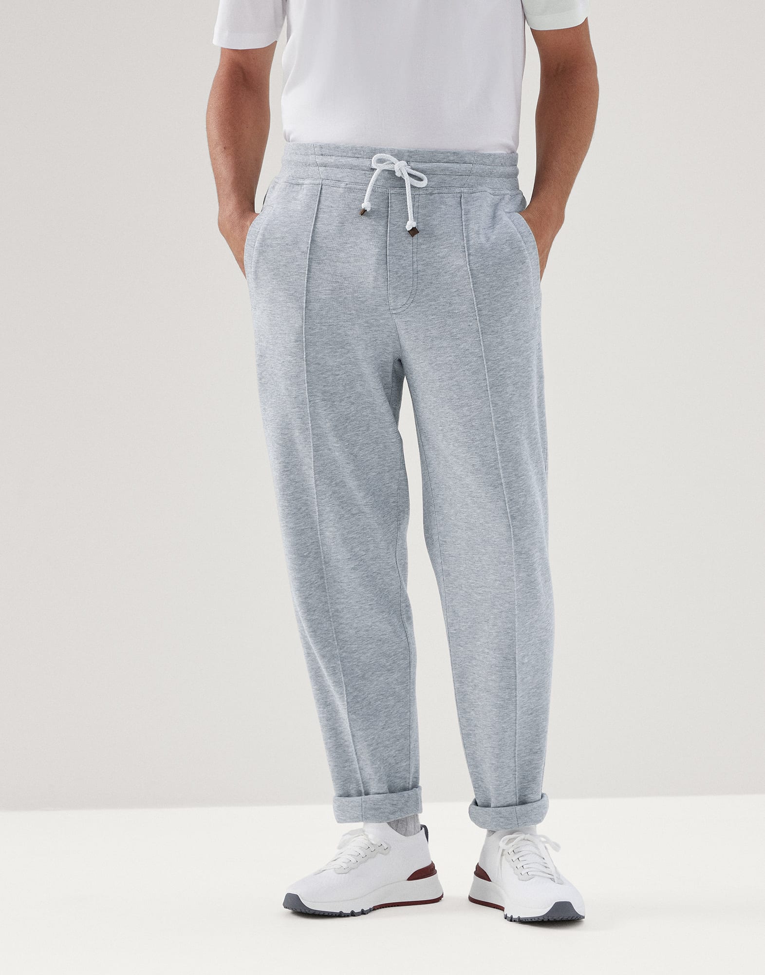 Techno cotton French terry trousers with crte detail