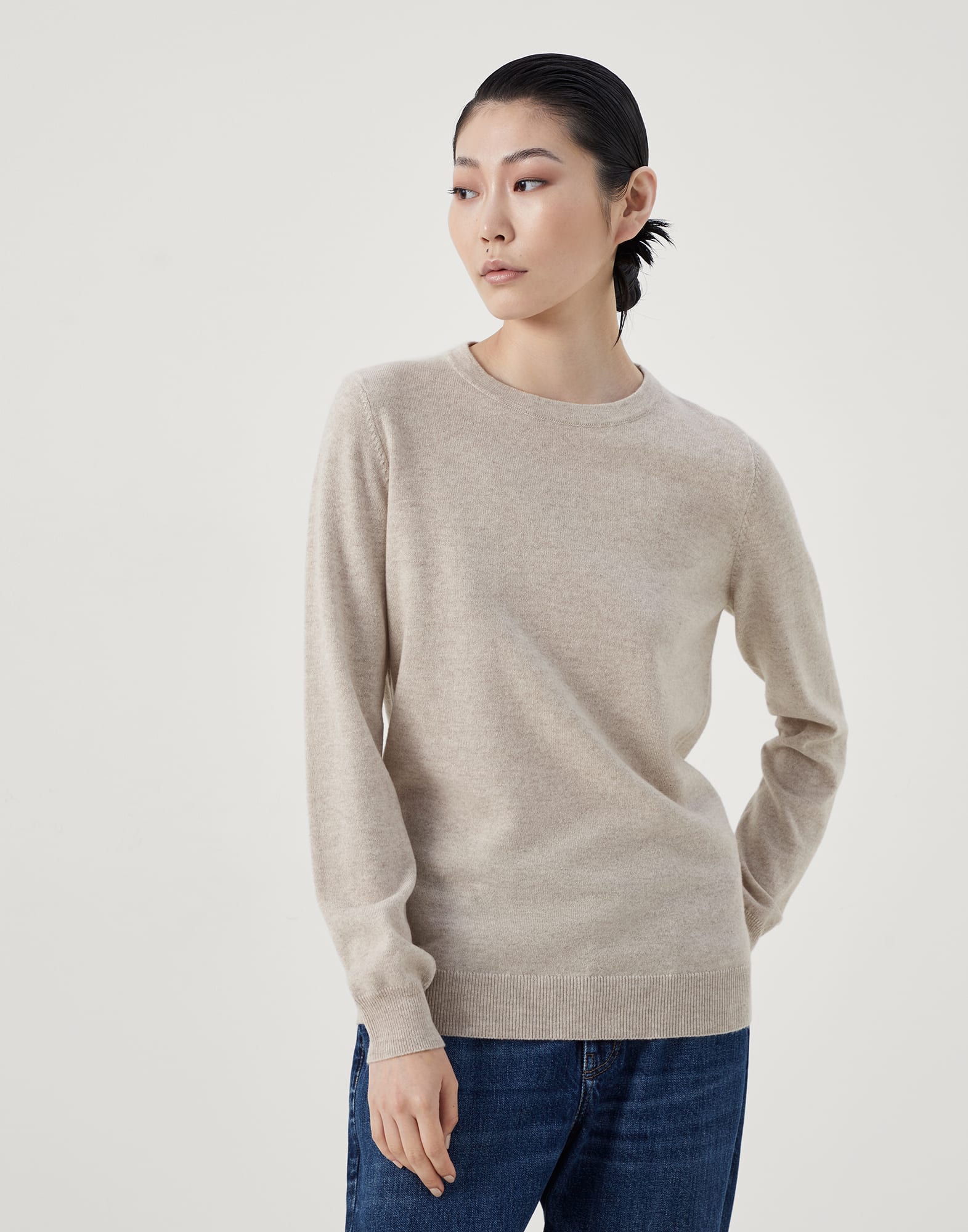 Cashmere sweater with monili