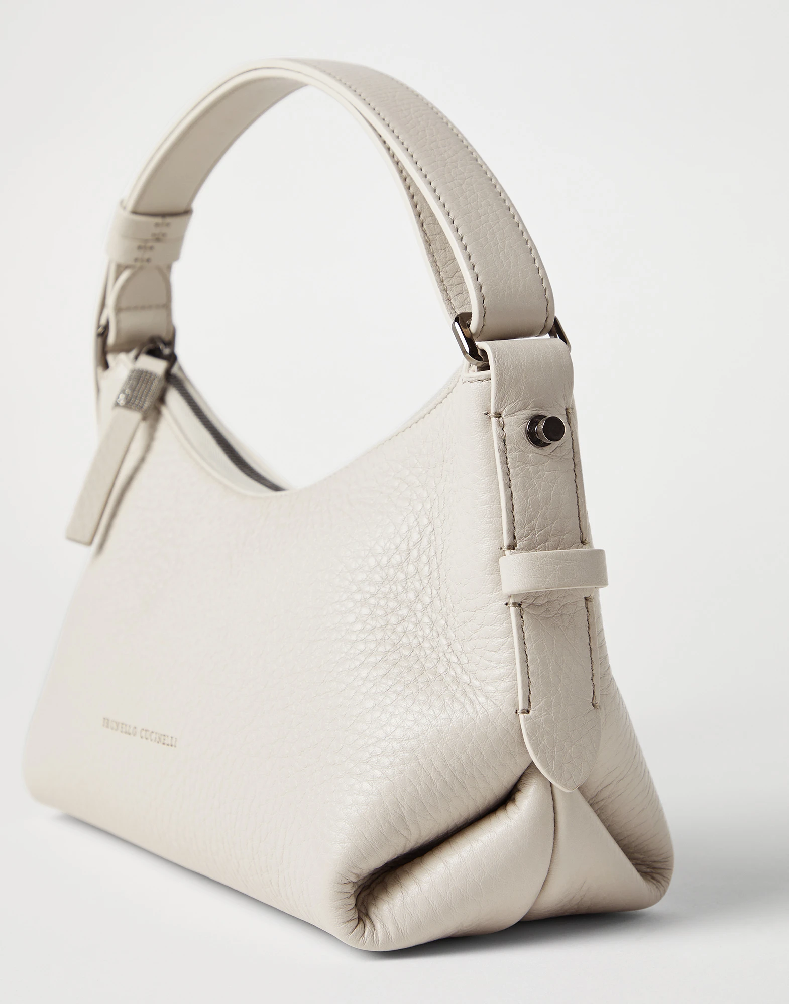 Texture calfskin hobo bag with monili