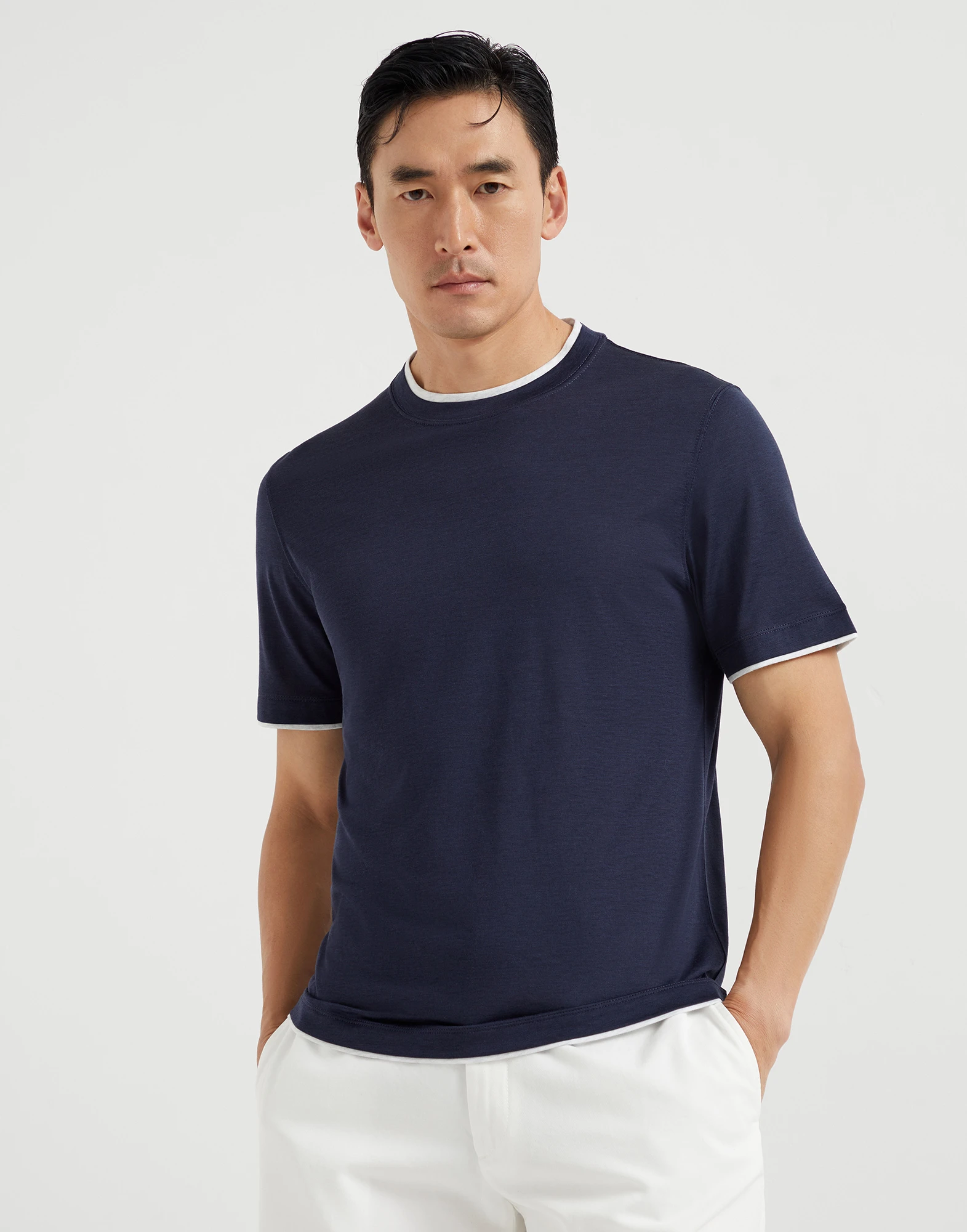 T-shirt with faux-layering