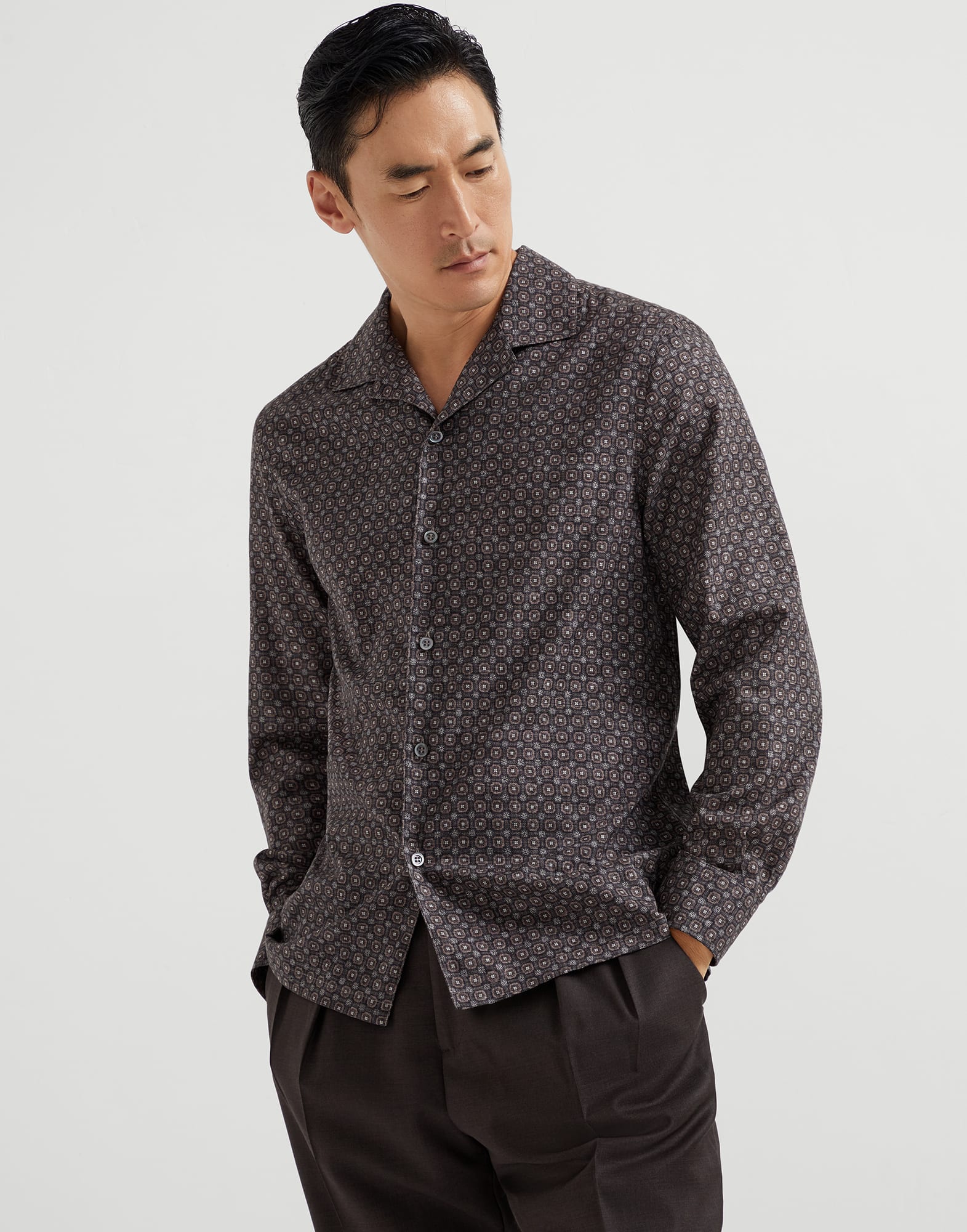 Shirt with camp collar