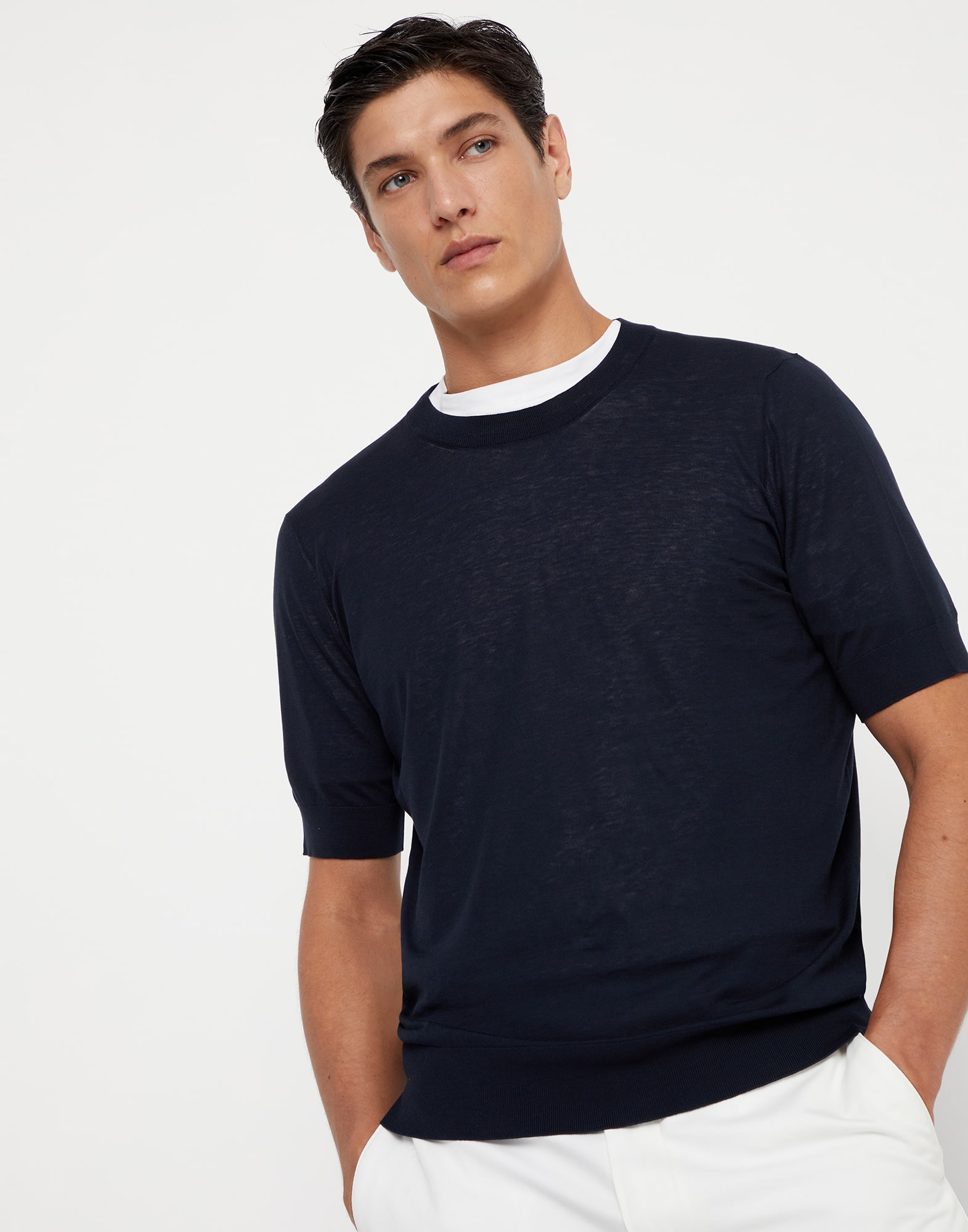 Cotton and silk lightweight knit T-shirt