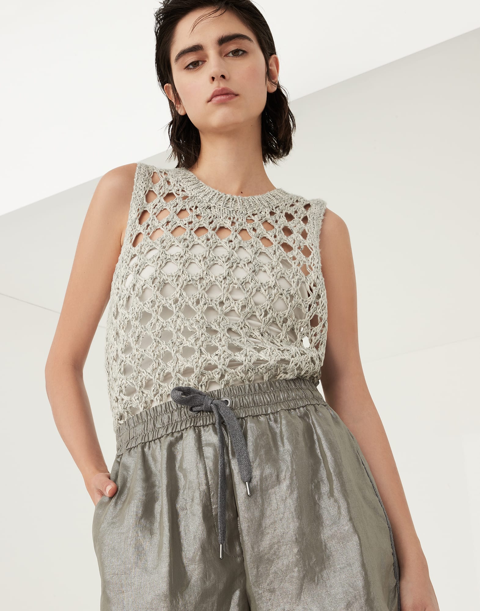 Lame cotton gauze active shorts