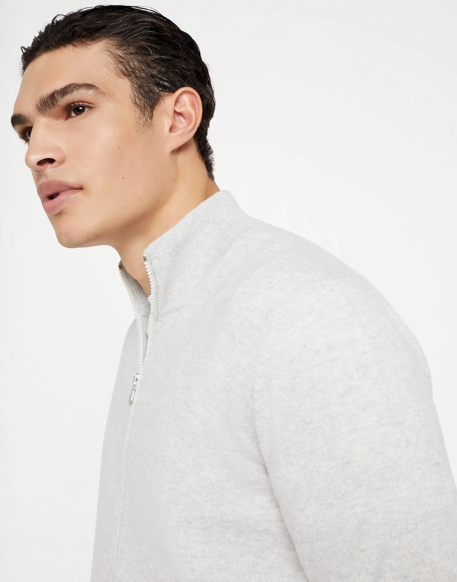 Cashmere turtleneck cardigan with zipper