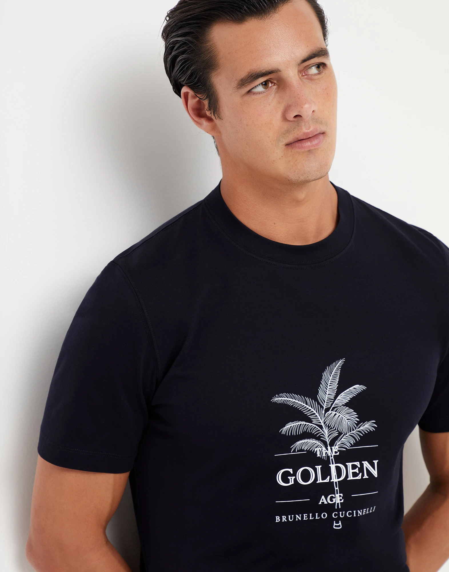 Cotton jersey crew neck T-shirt with print