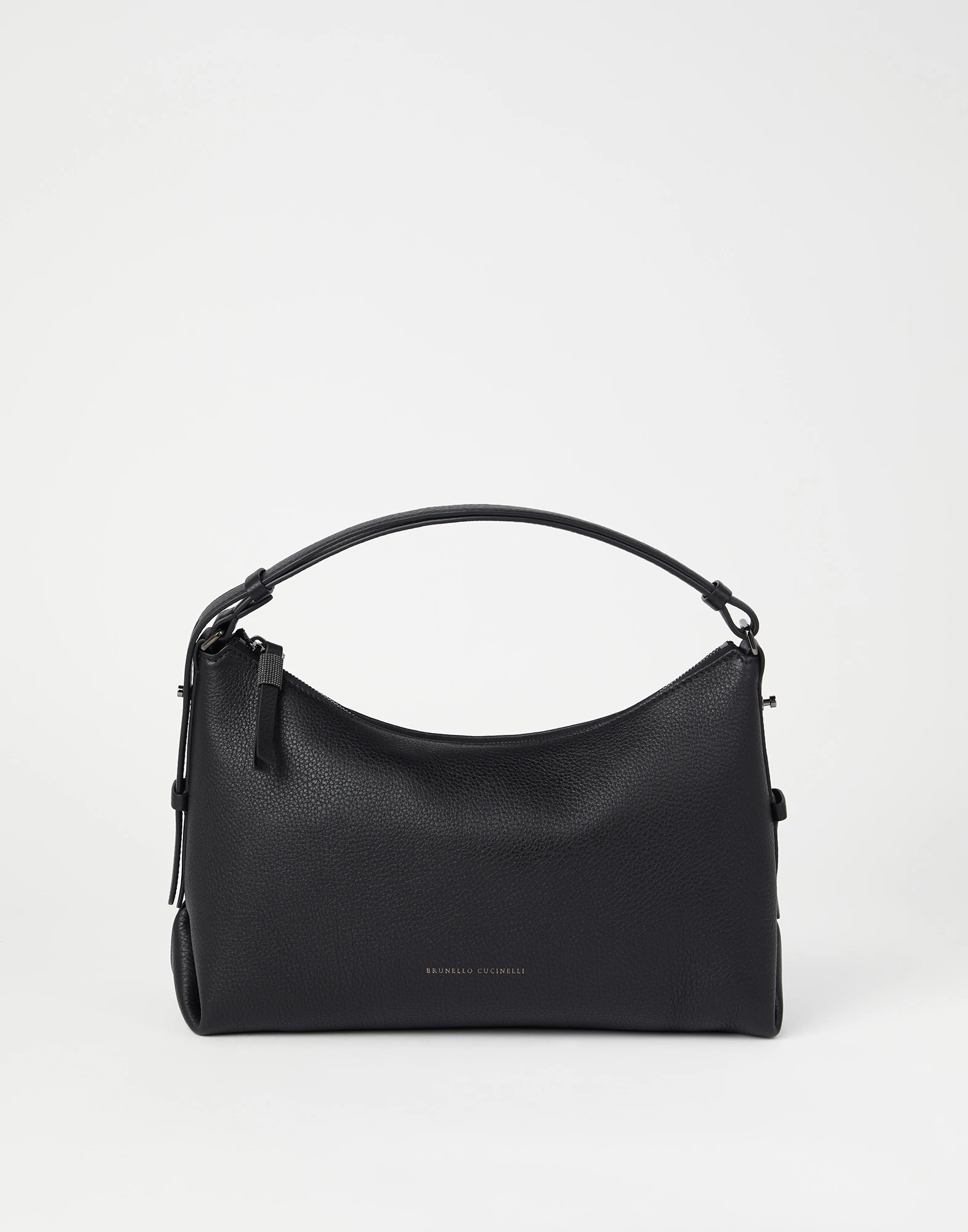 Texture calfskin hobo bag with monili