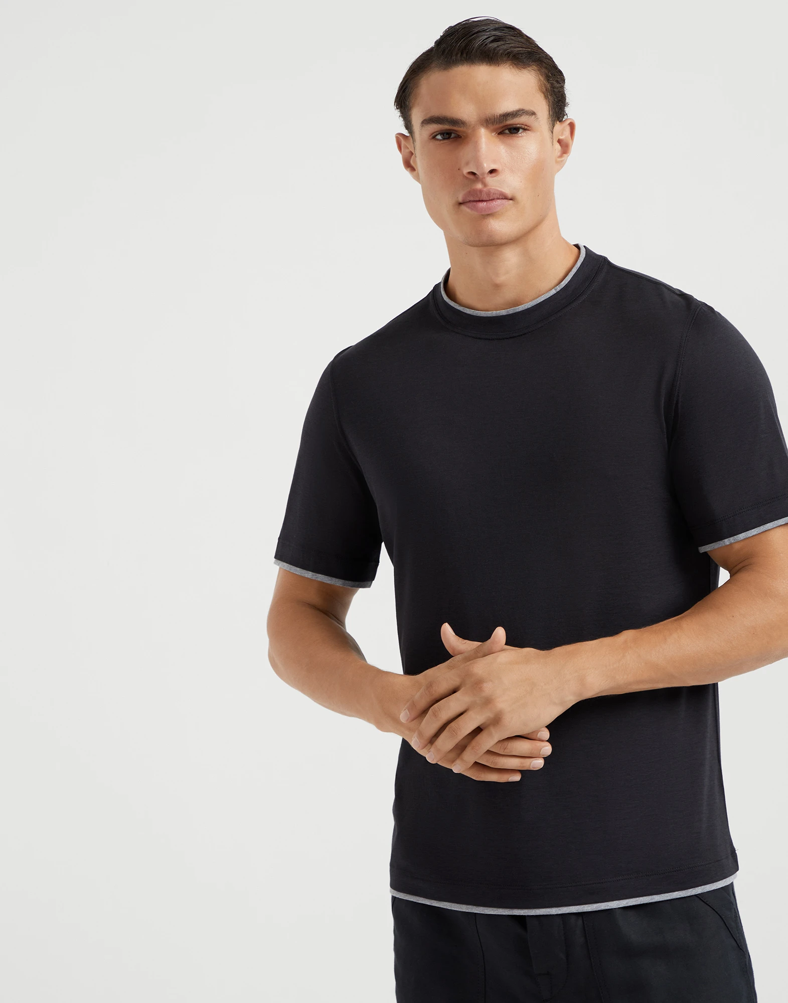 T-shirt with faux-layering