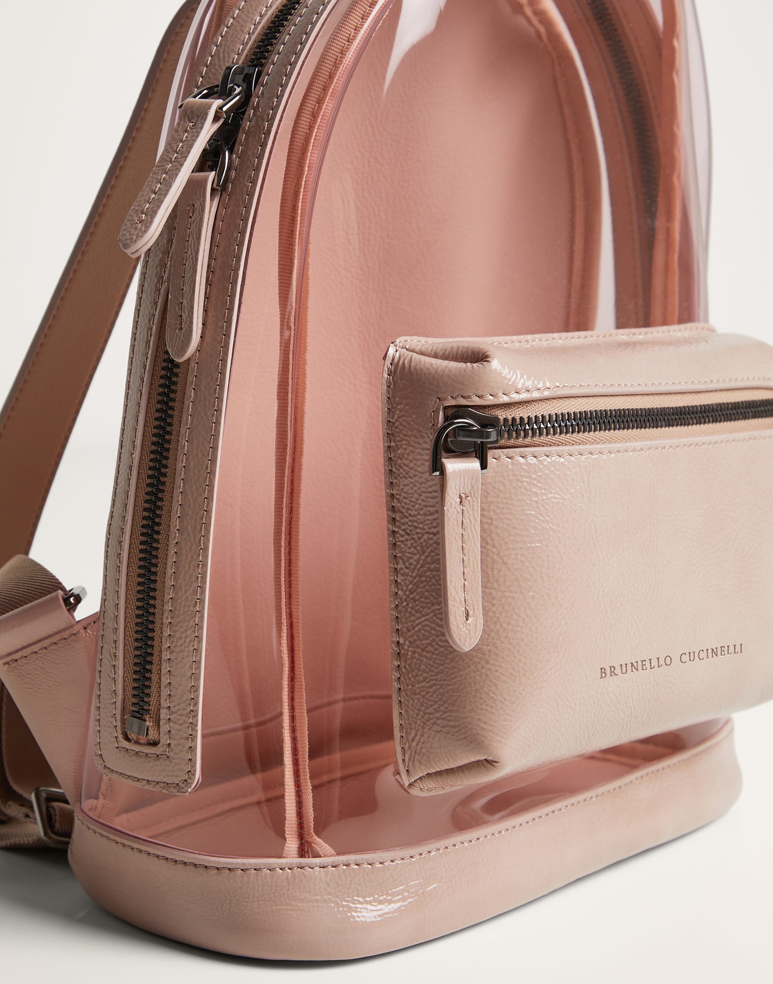 PVC and sleek leather backpack
