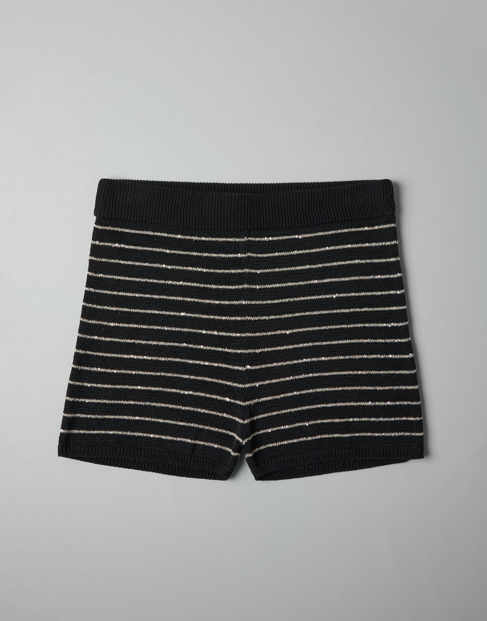 Cotton dazzling stripes knit shorts