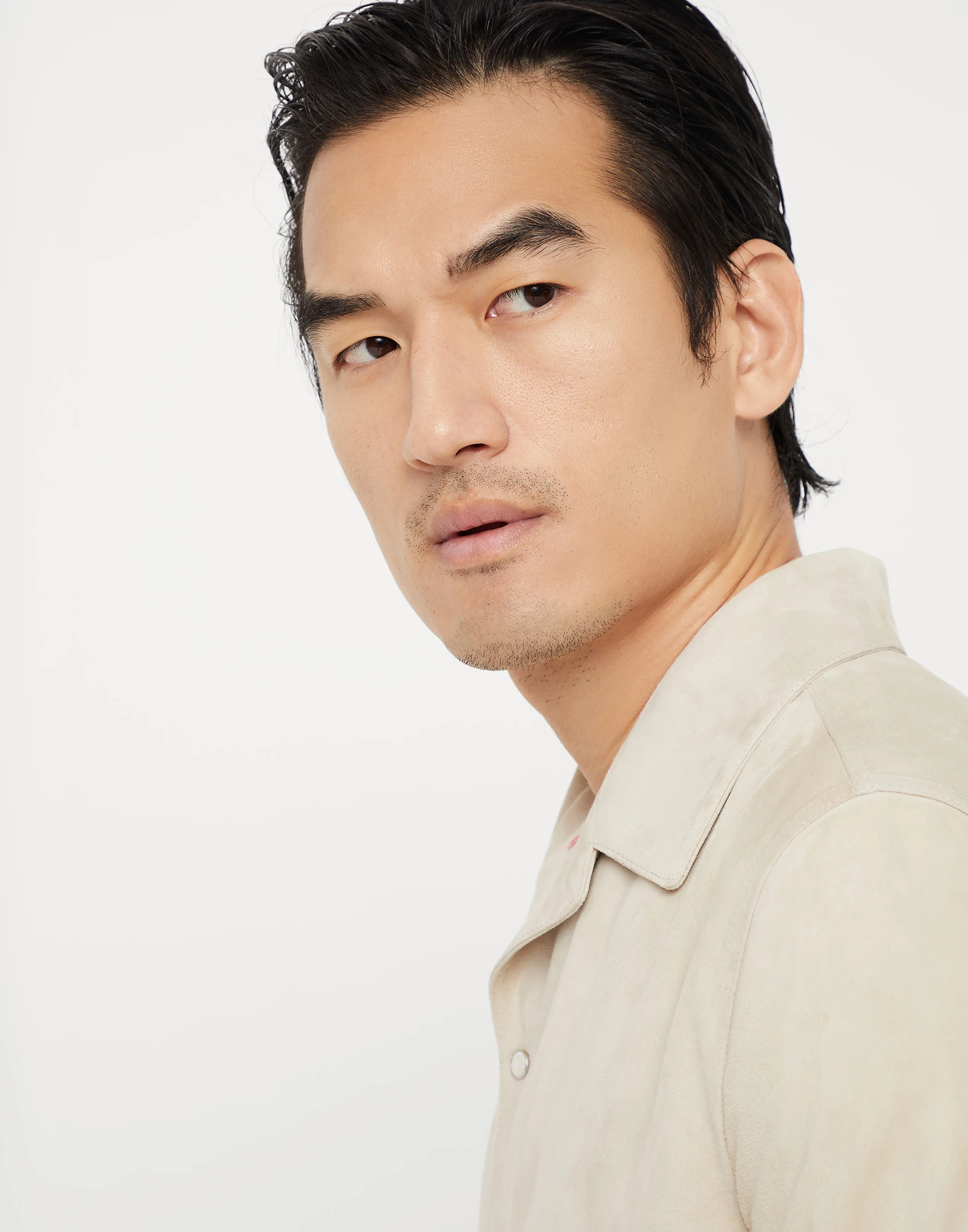 Lightweight suede overshirt
