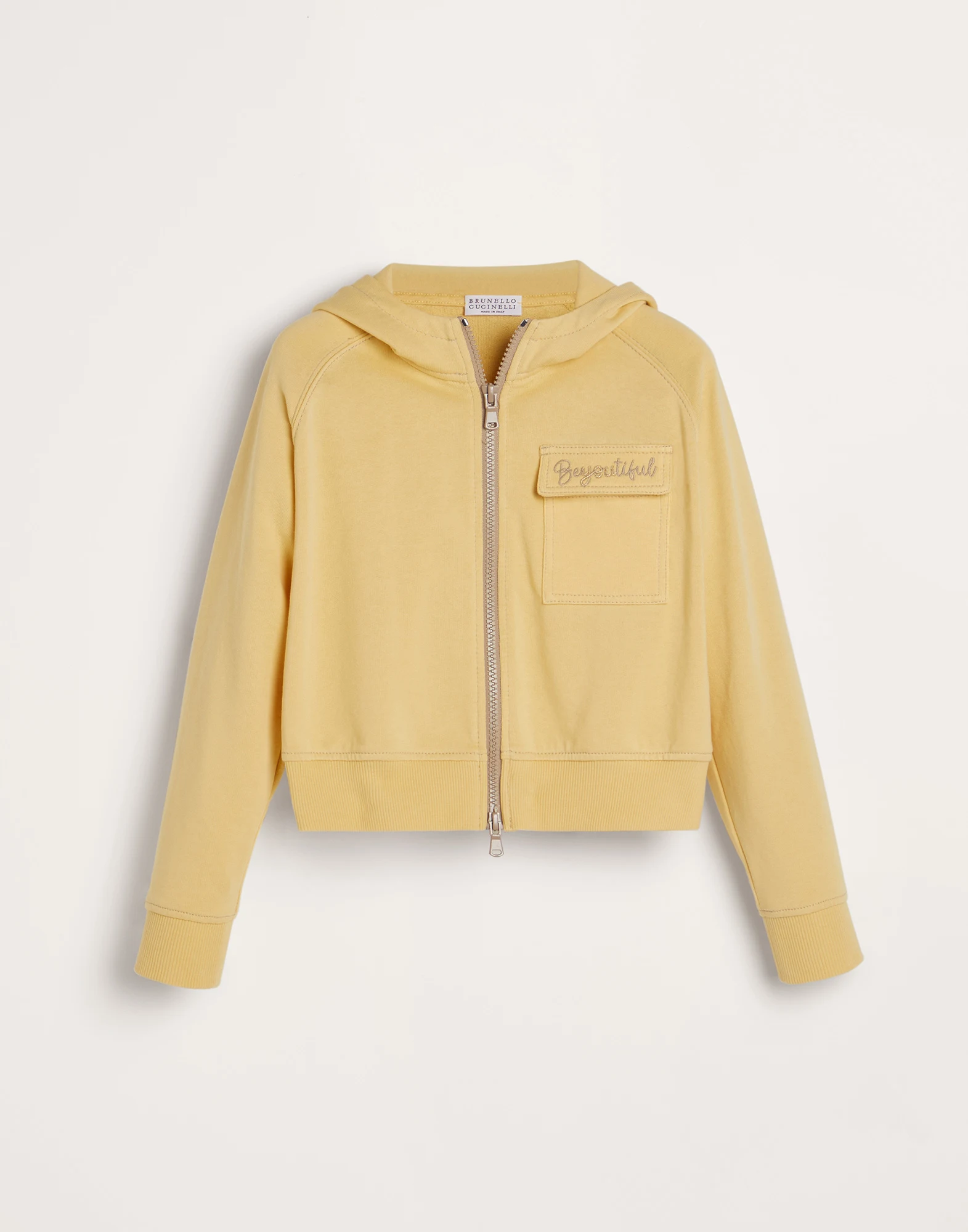 Cotton hooded sweatshirt with embroidery