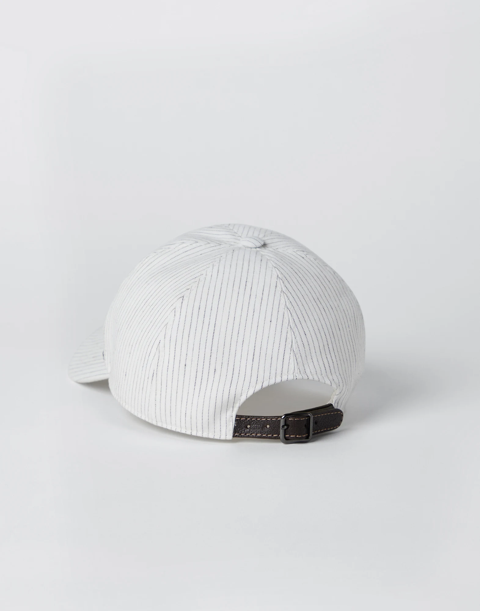 Striped comfort linen and cotton baseball cap with shiny band