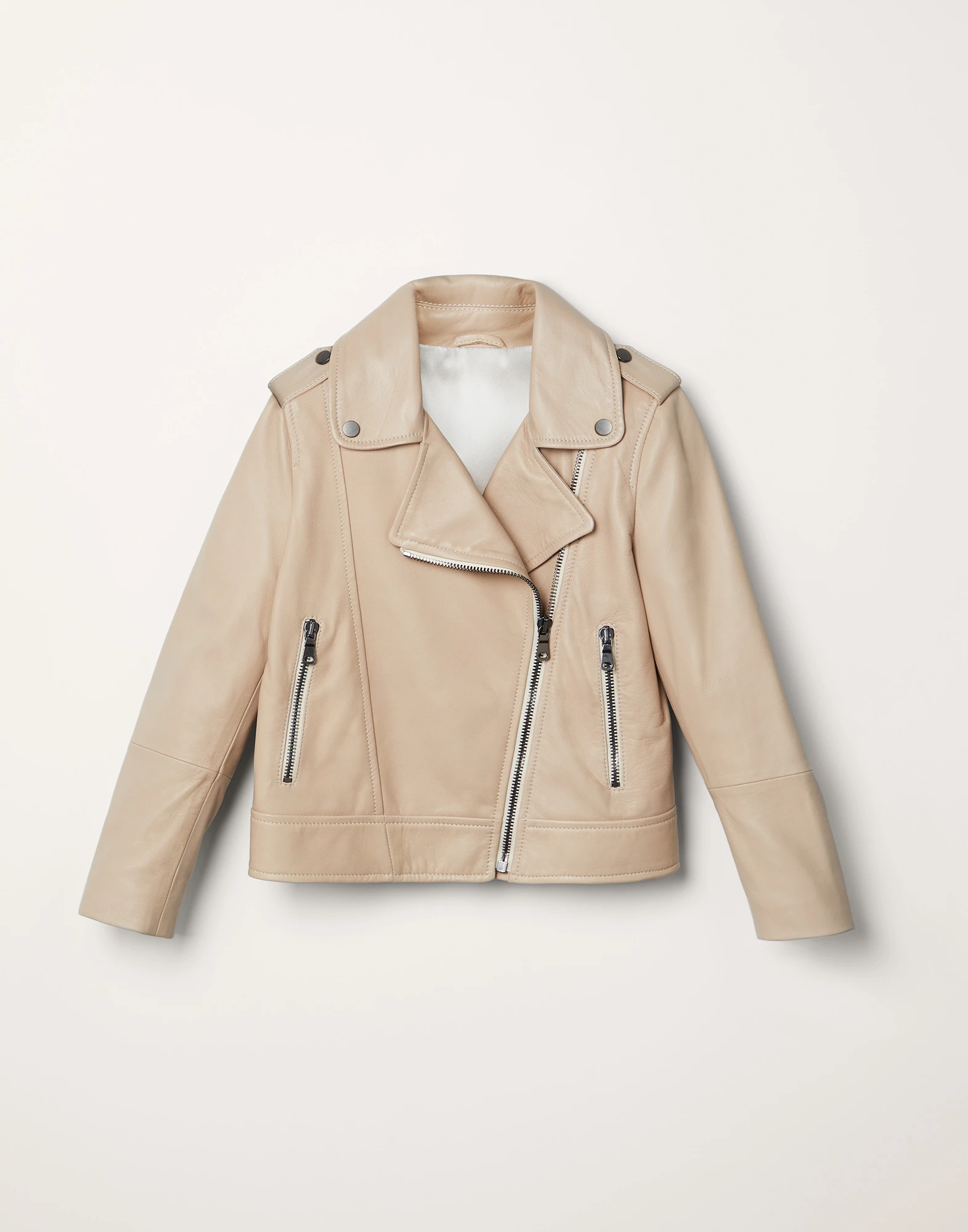 Soft nappa biker jacket with monili