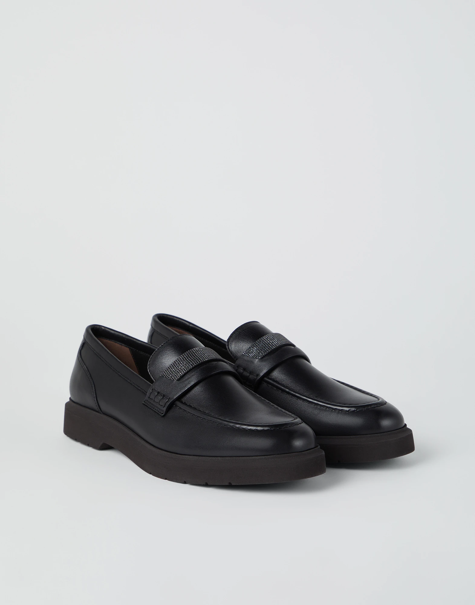 Nappa leather penny loafers with monili