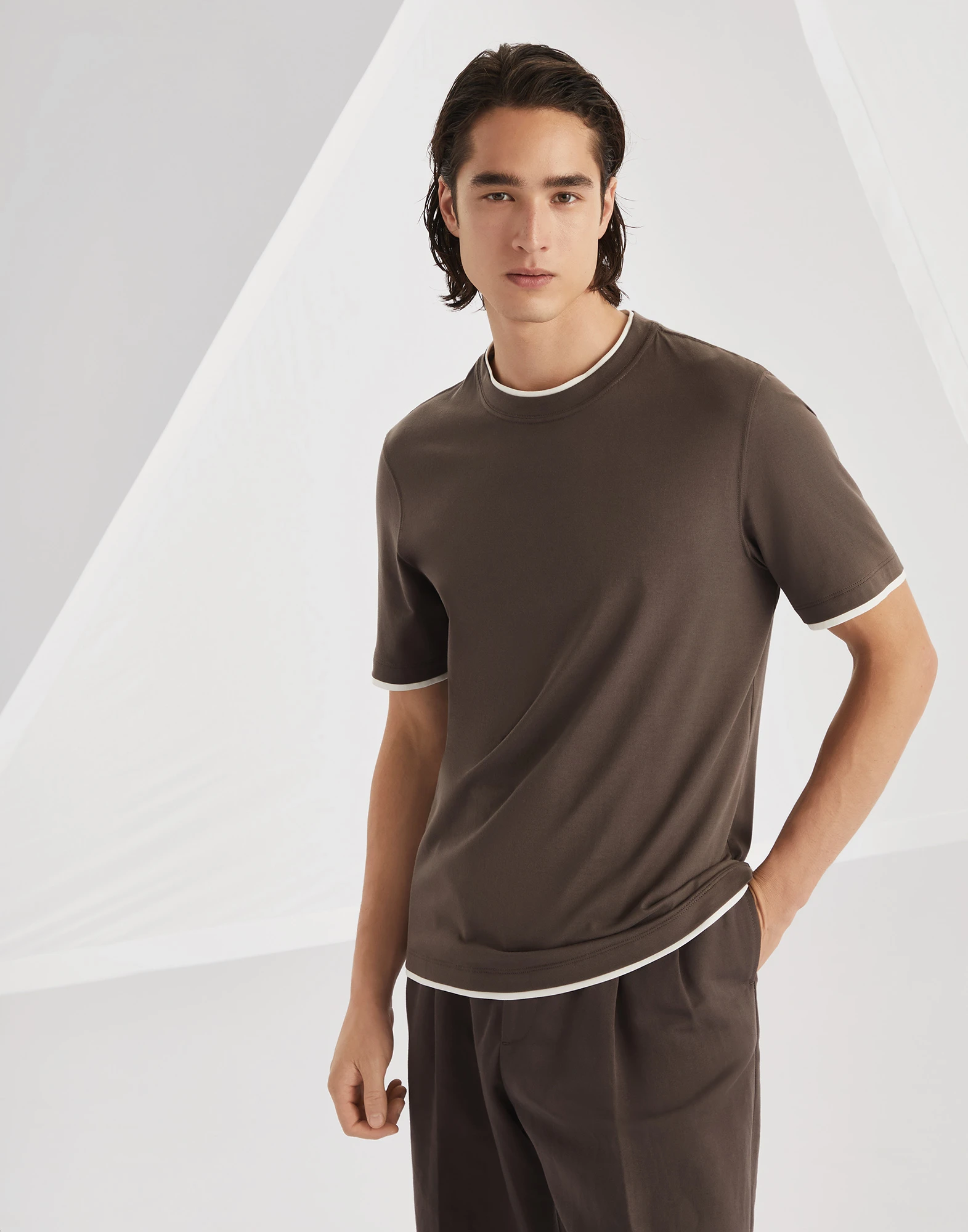 T-shirt with faux-layering
