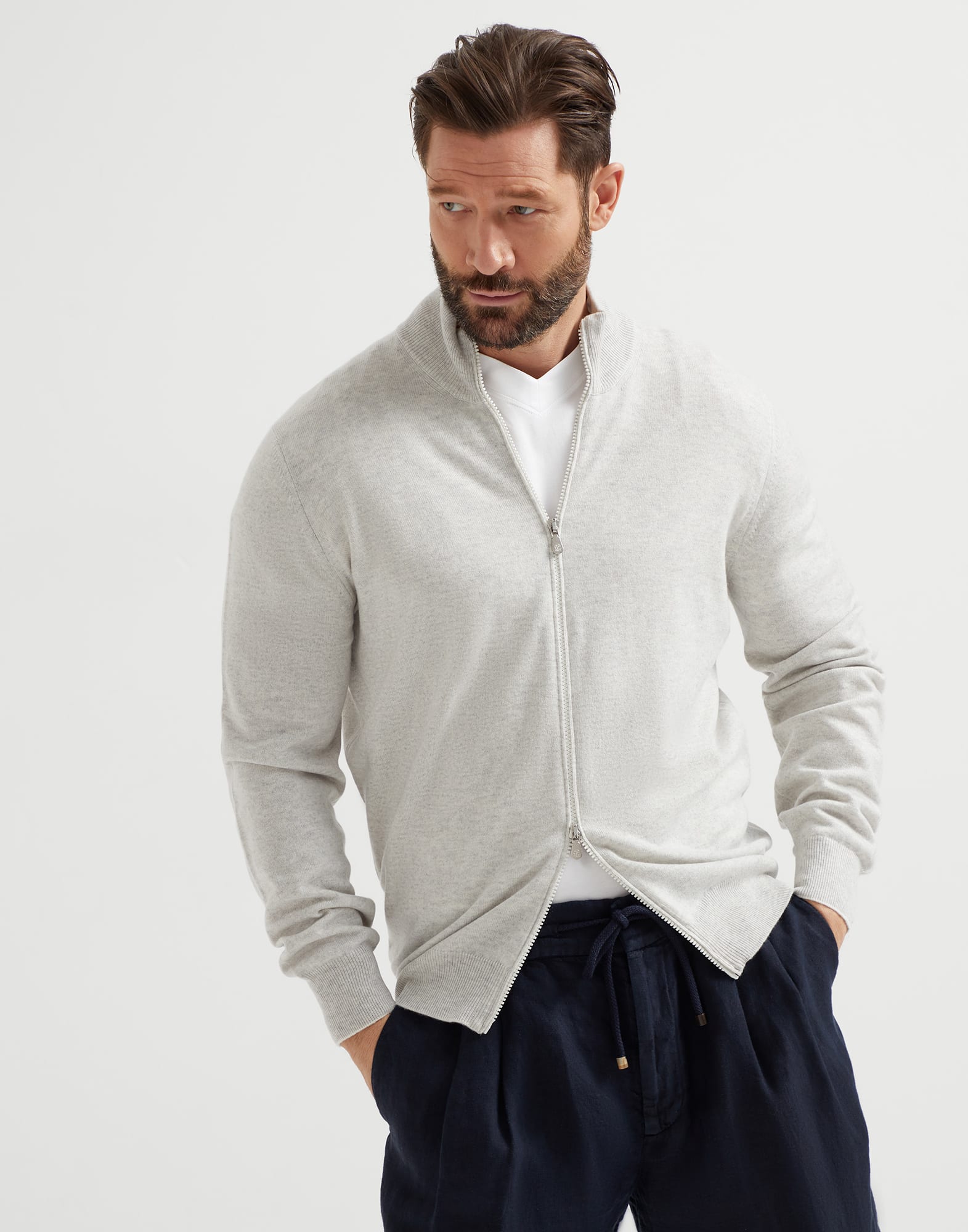 Zip-front cardigan
