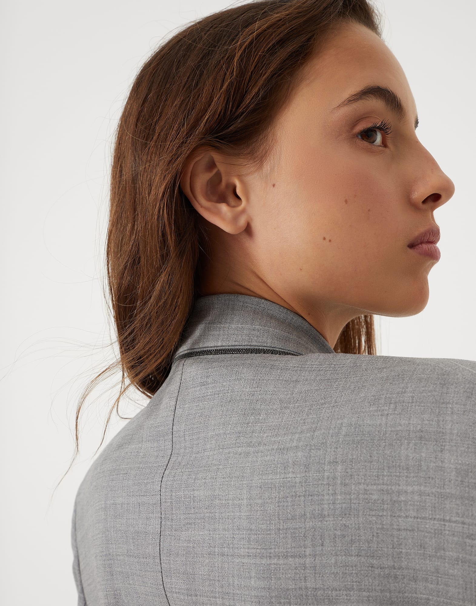 Comfort virgin wool fresco blazer with monili