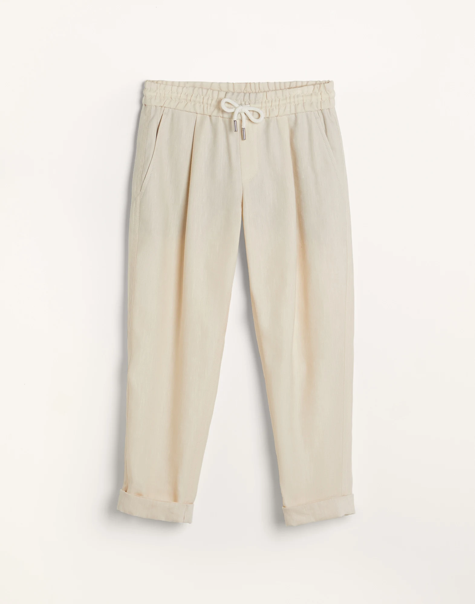 Linen and virgin wool lightweight gabardine with pleat