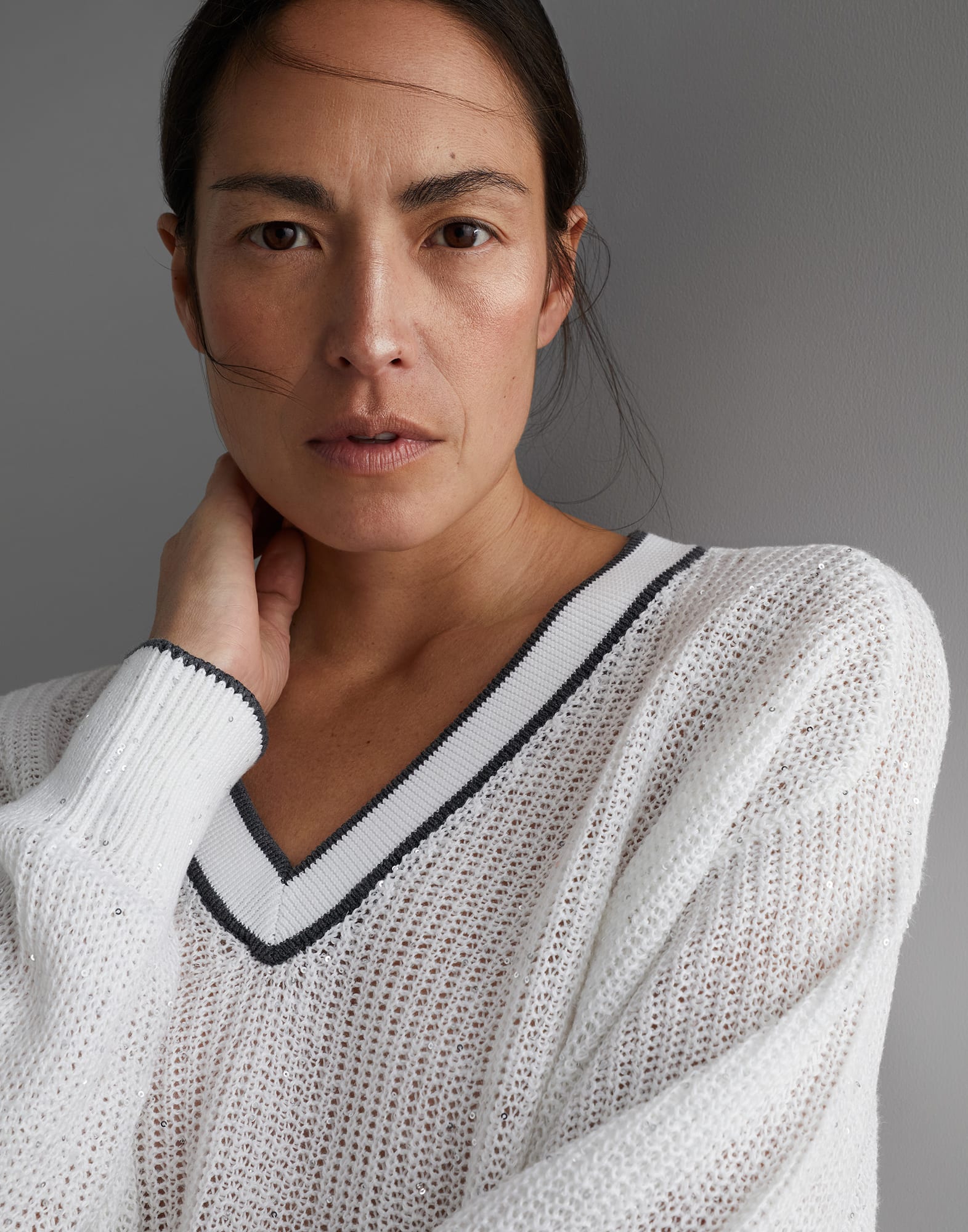 Linen English rib dazzling active sweater