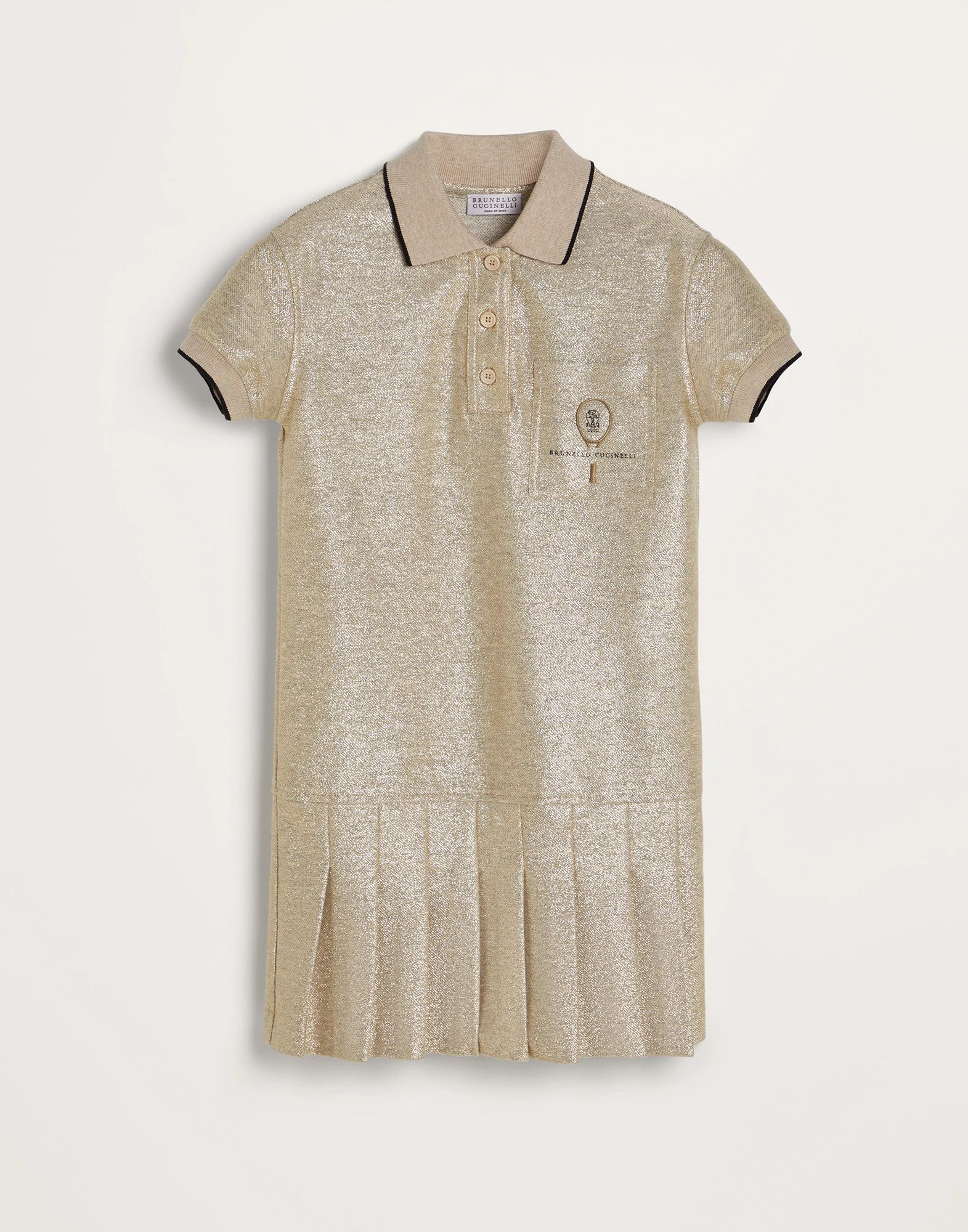 Linen and cotton sparkling jersey dress with tennis logo