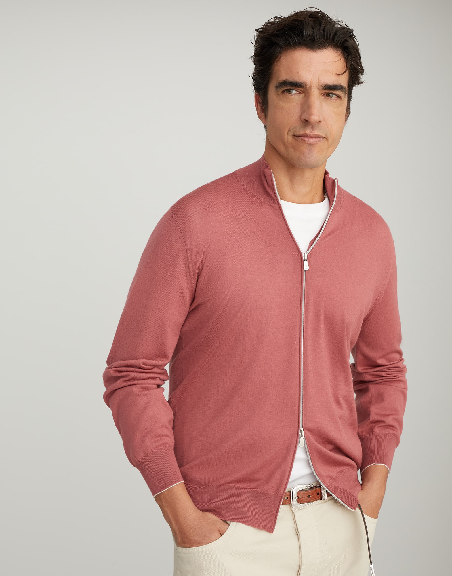 Virgin wool and cashmere lightweight cardigan