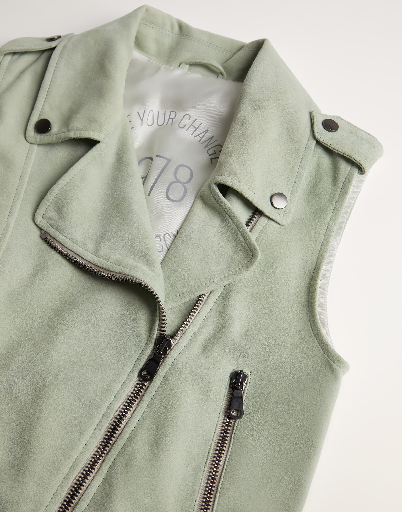 Suede biker vest with monili