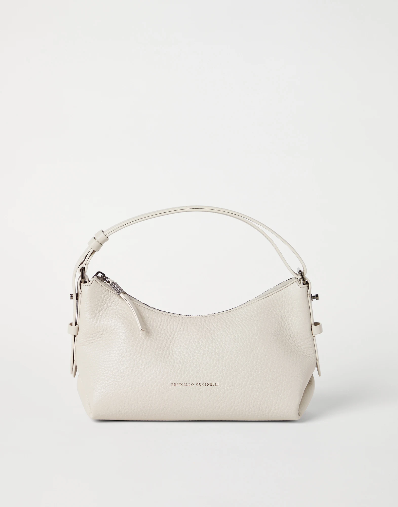 Texture calfskin hobo bag with monili