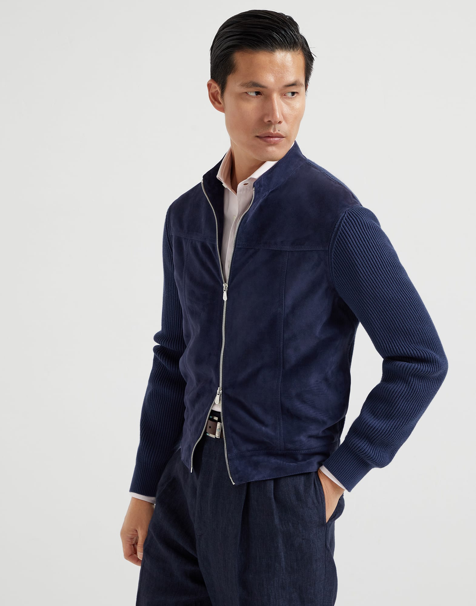 Suede bomber jacket