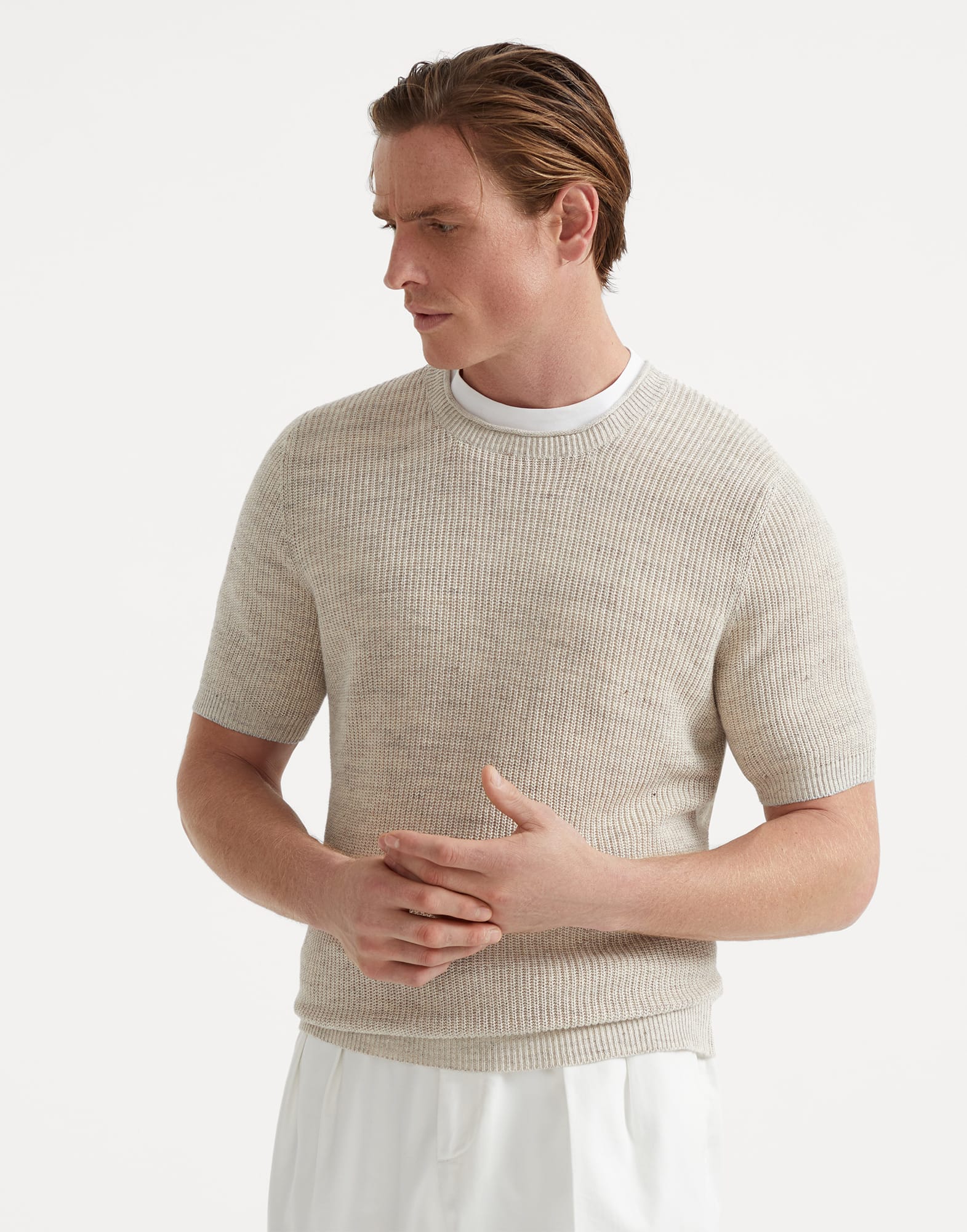 Linen and cotton T-shirt