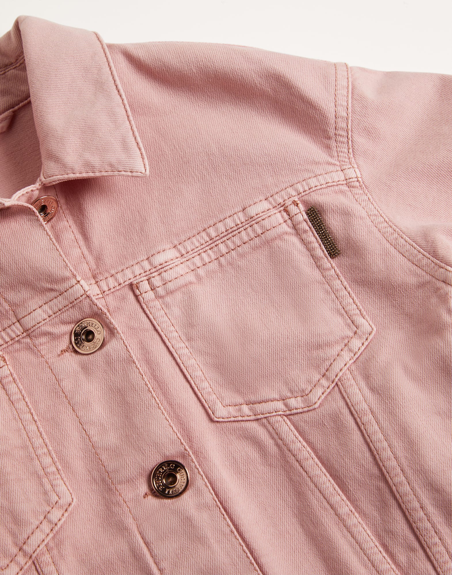 Dyed comfort soft denim four-pocket jacket with monili