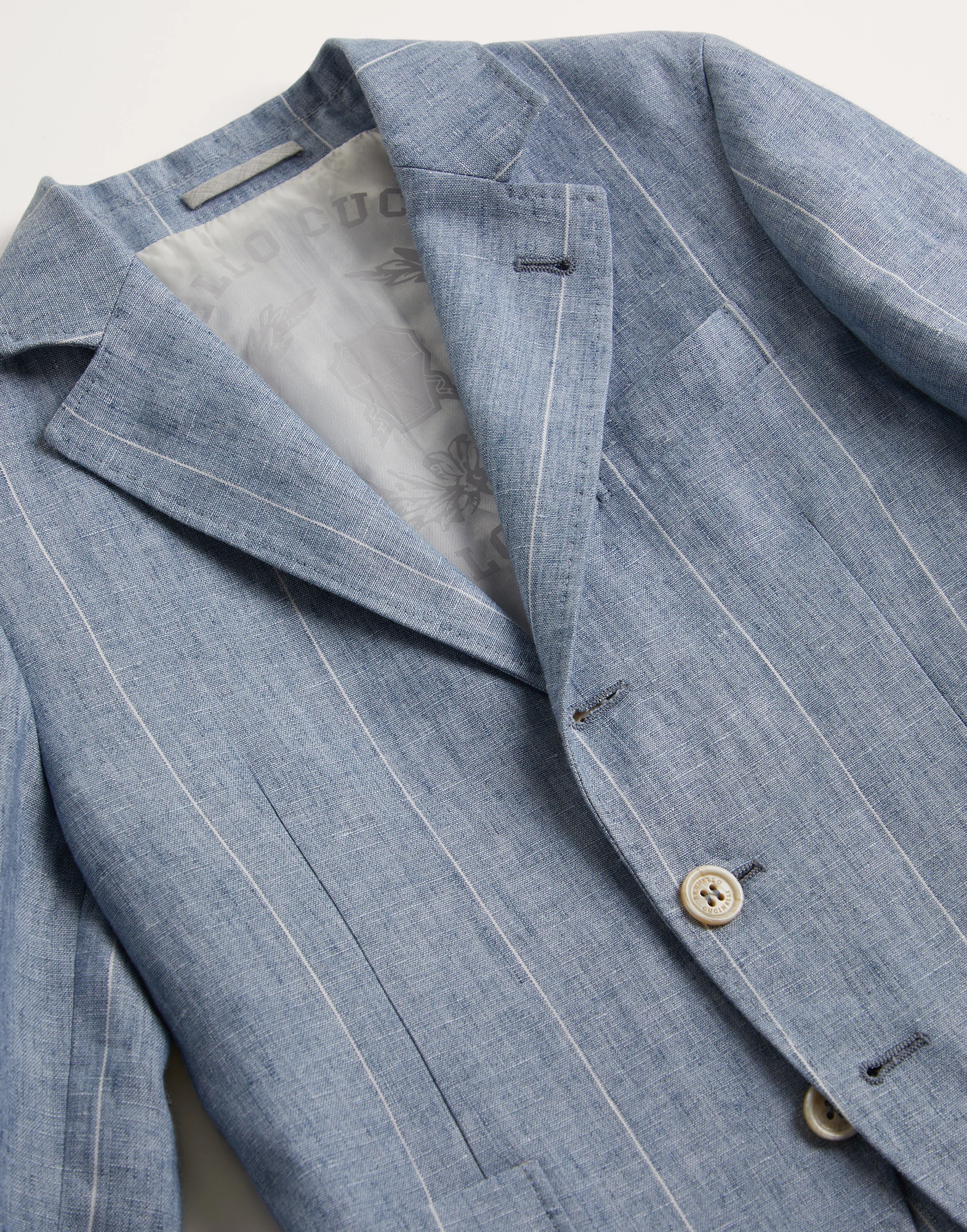 Linen wide chalk stripe blazer