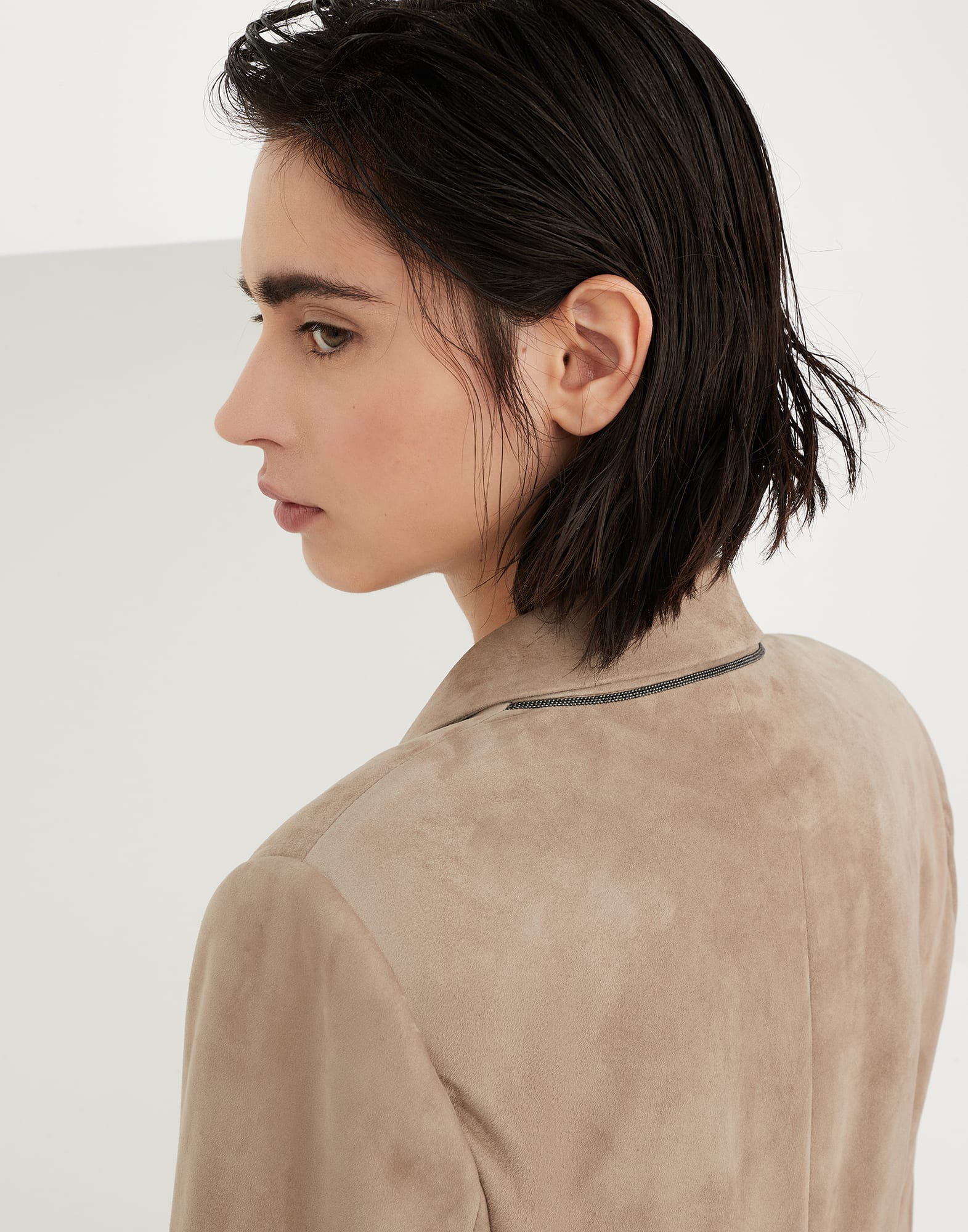 Suede blazer with monili