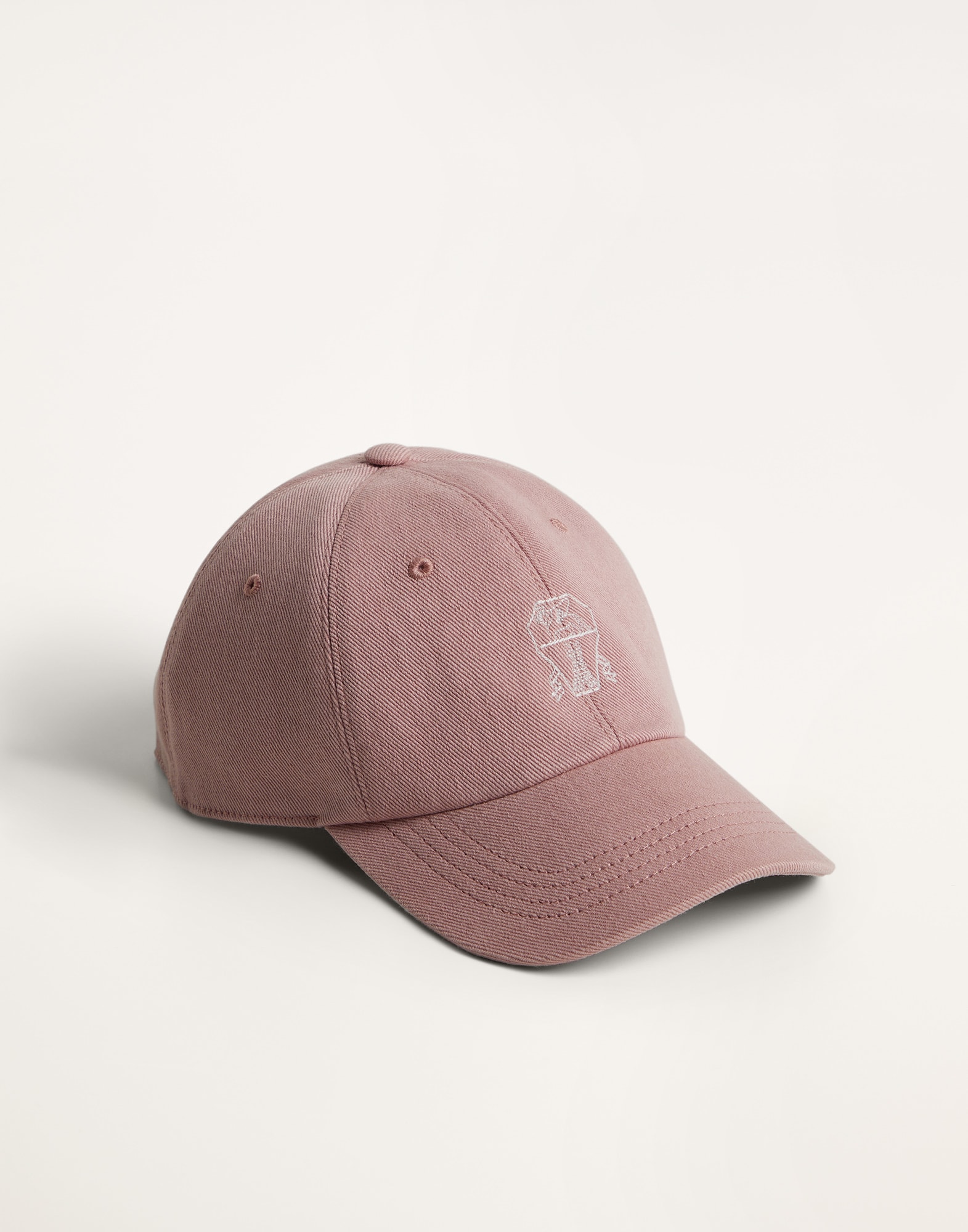 Garment-dyed lightweight denim baseball cap with embroidery