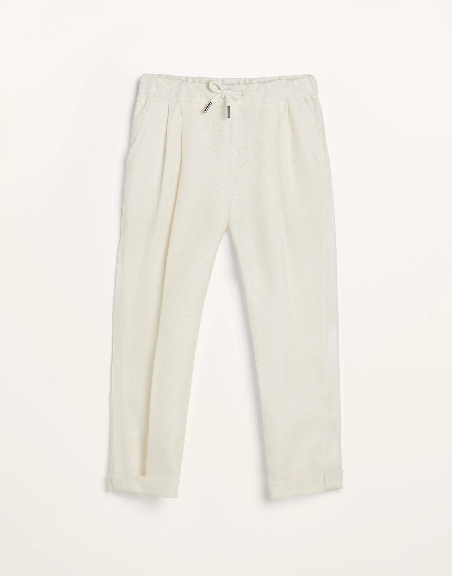Linen, wool and silk diagonal tuxedo trousers