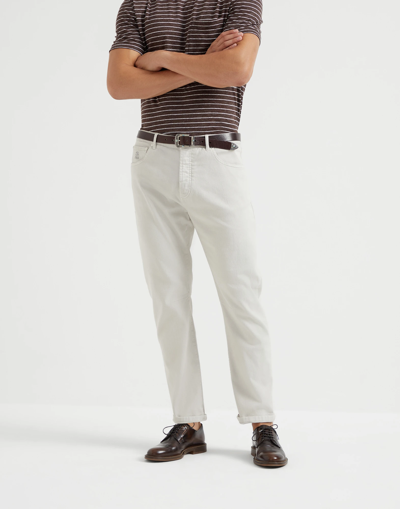 Dyed denim trousers
