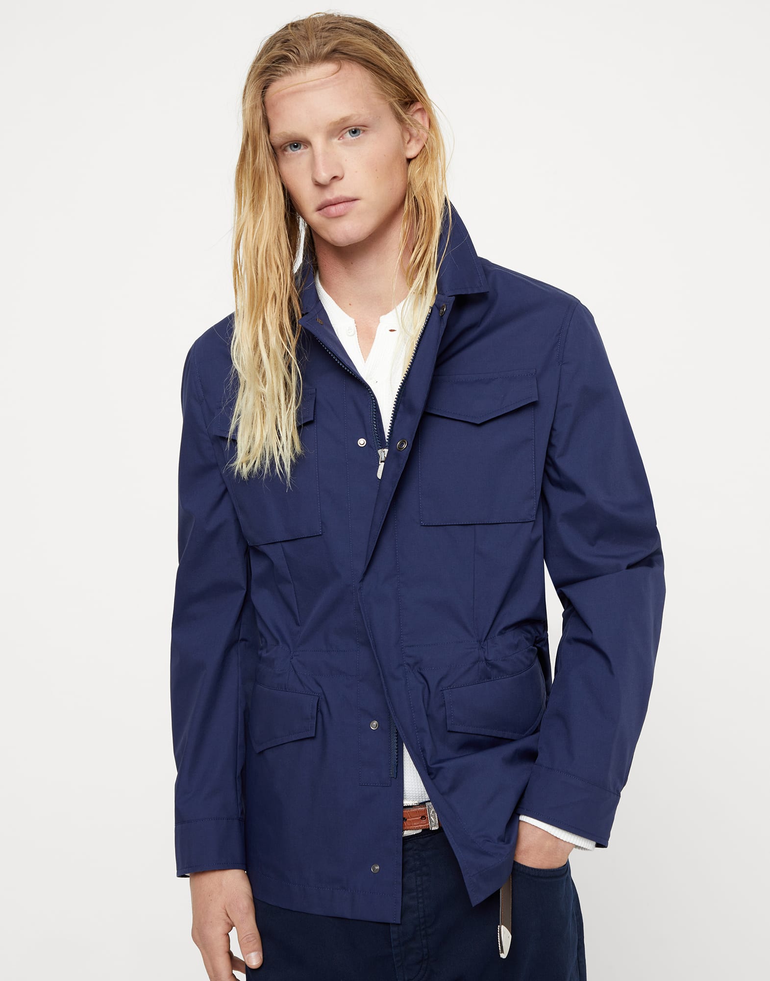Lightweight water-resistant techno cotton field jacket