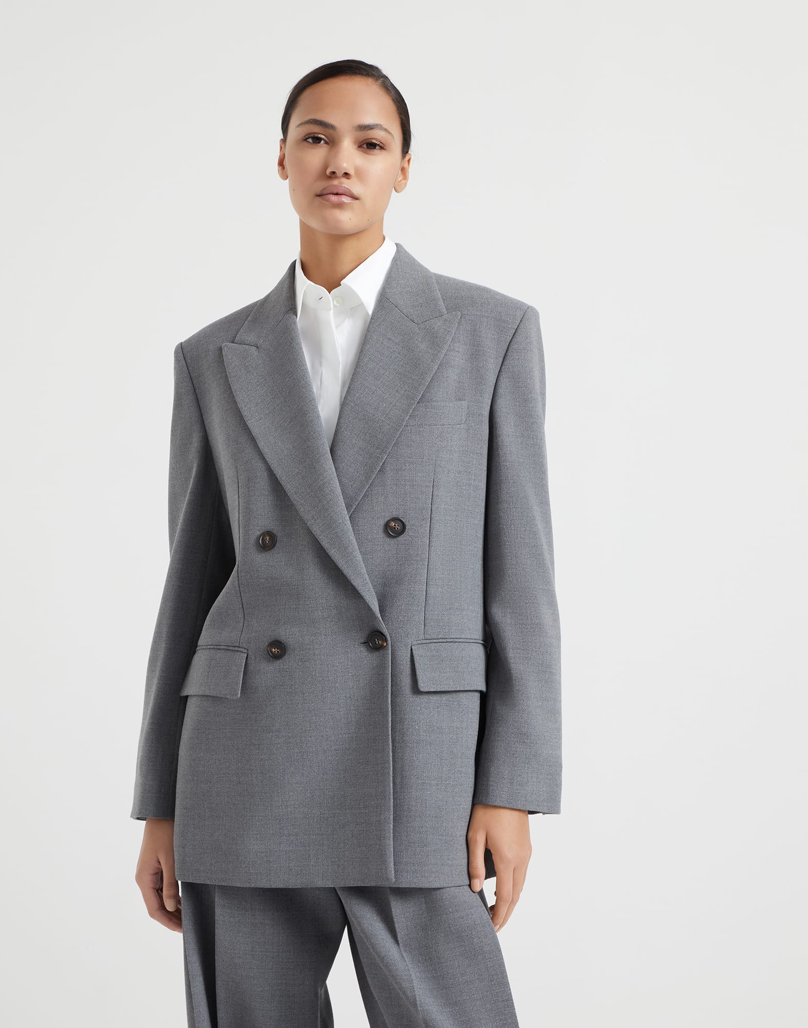 Virgin wool panama blazer with monili
