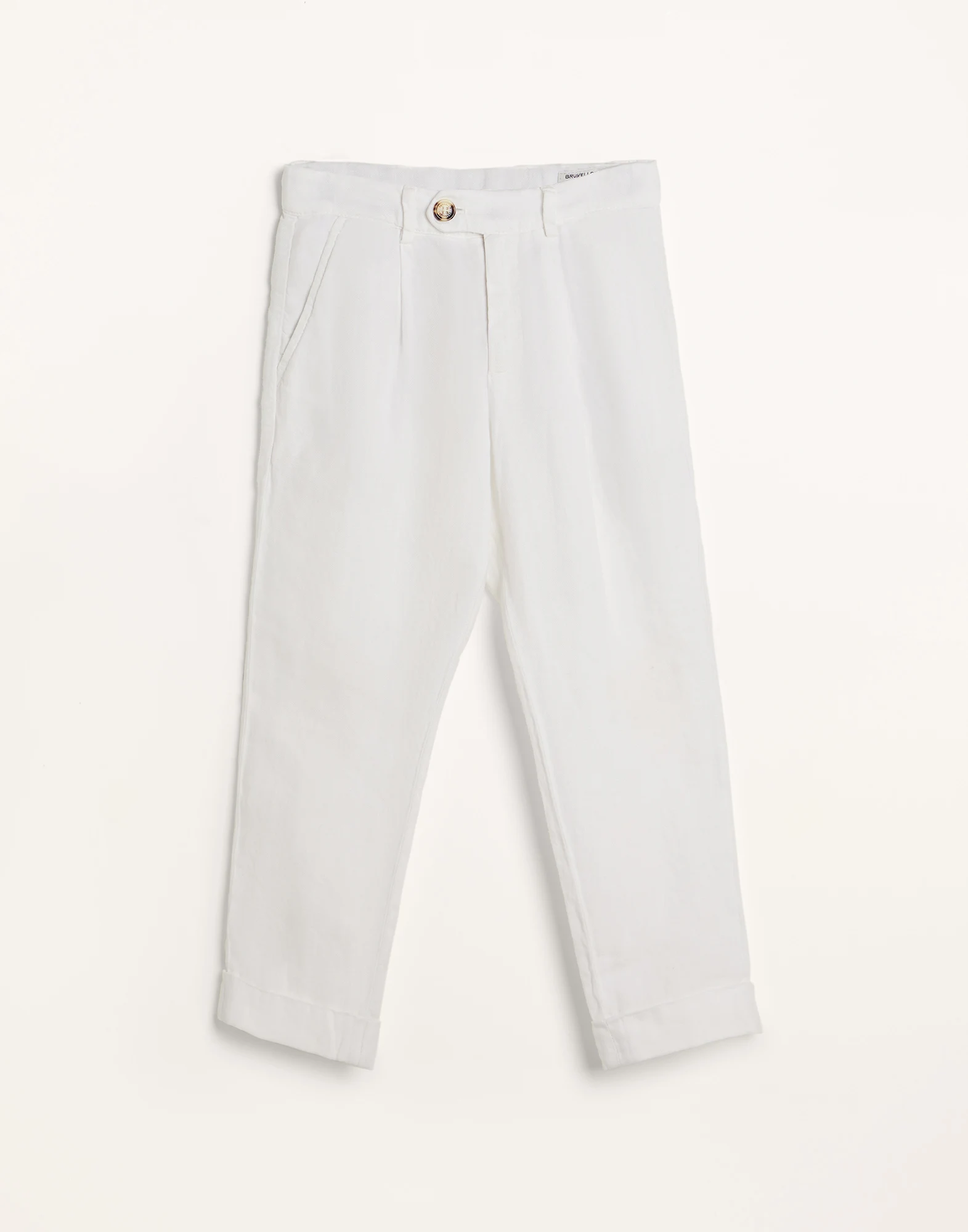 Garment-dyed trousers in linen gabardine with pleat