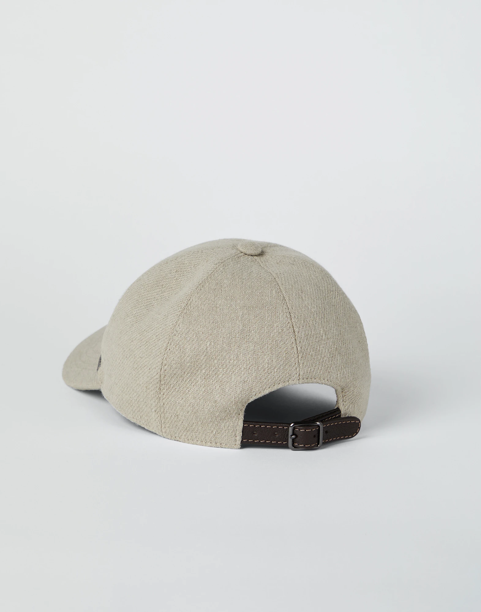 Linen and cotton gabardine baseball cap with shiny band