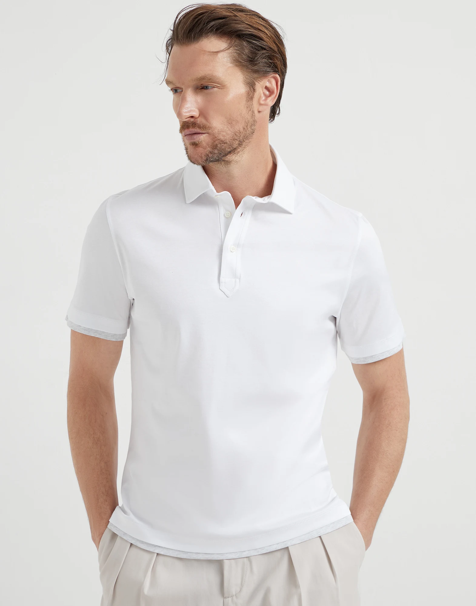 Polo with faux-layering