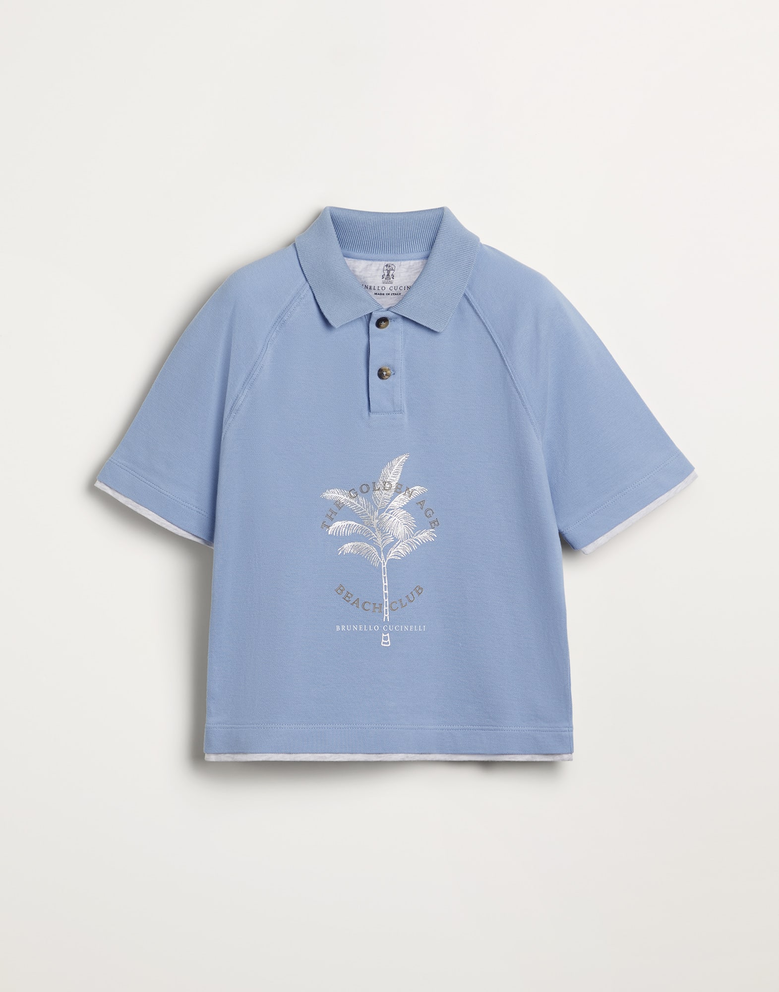 Cotton pique polo shirt with print
