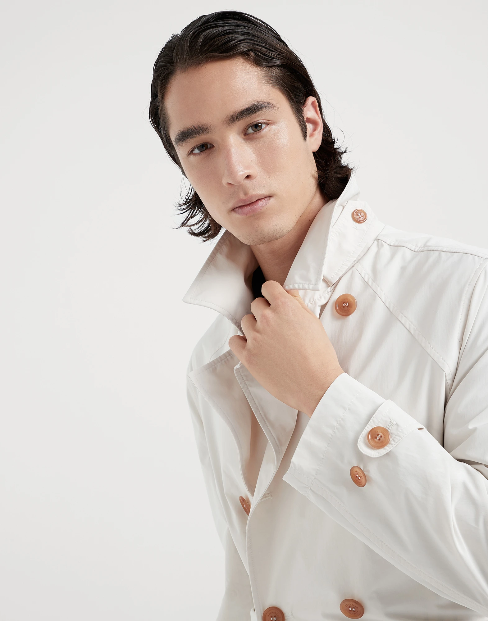 Water-resistant microfiber trench coat