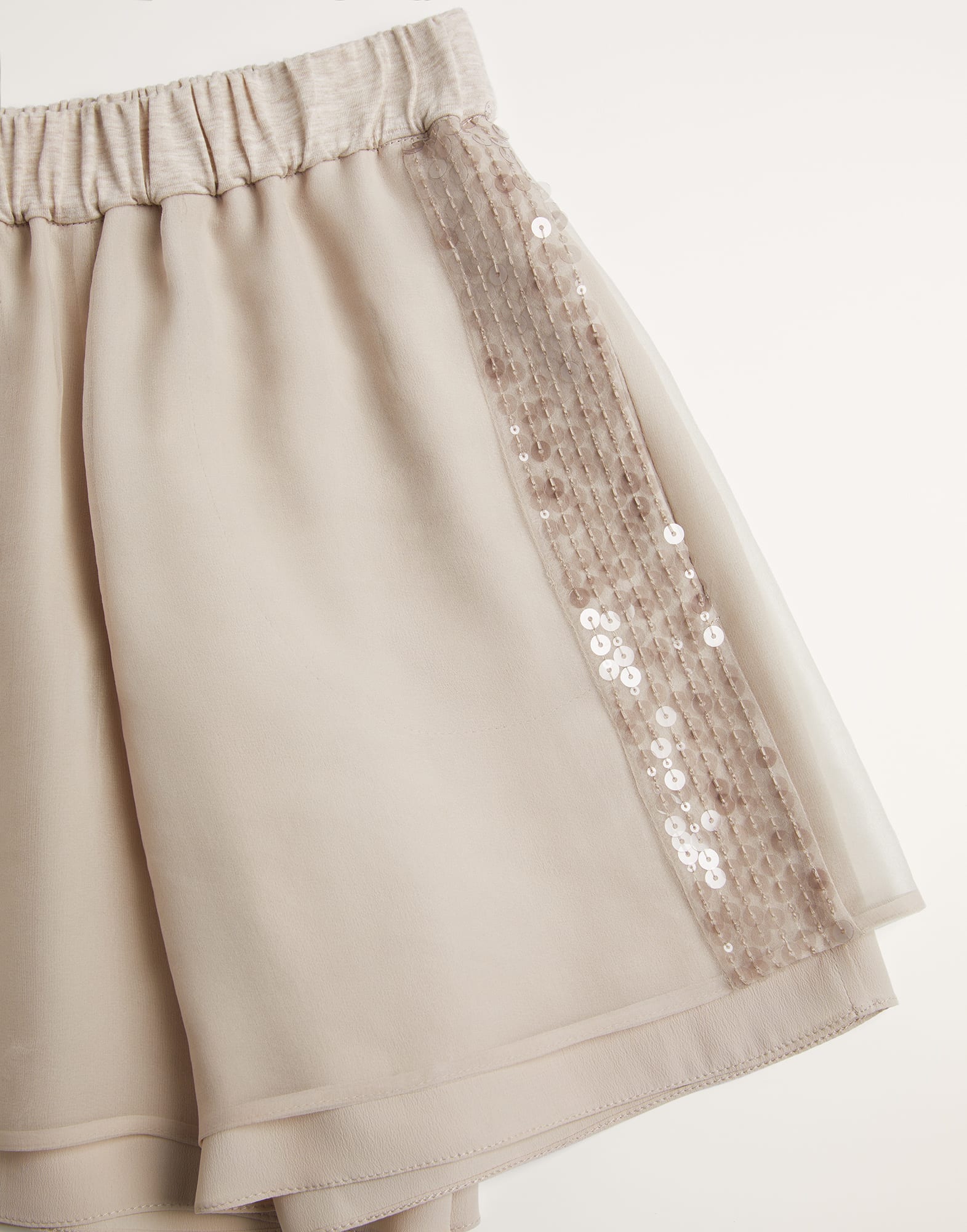 Crispy silk and stretch cotton jersey shorts with dazzling stripes