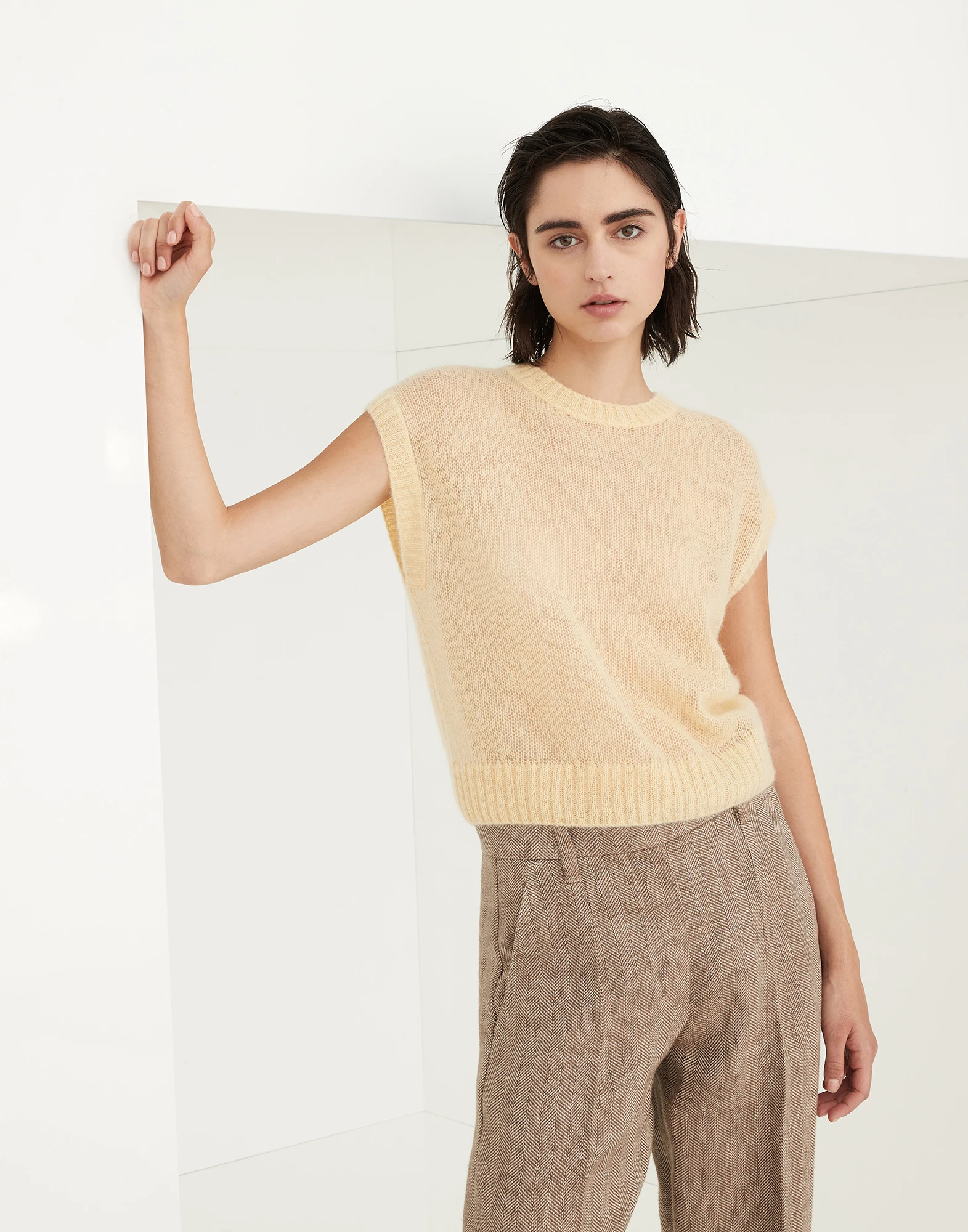 Mohair and wool sweater with monili